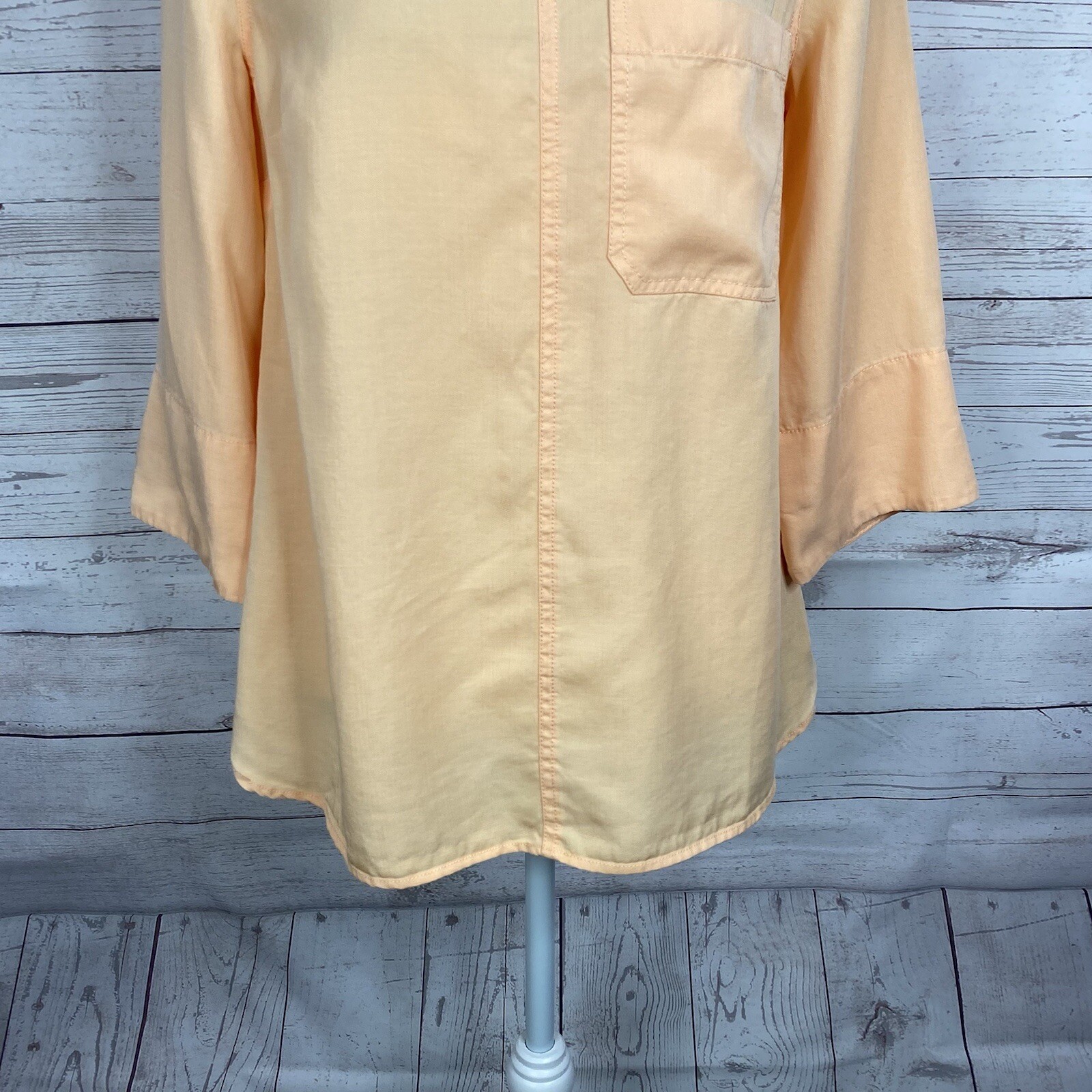 Soft Surroundings Womens Georgica Tencel Top Size XS Peach Orange 3/4 Sleeve