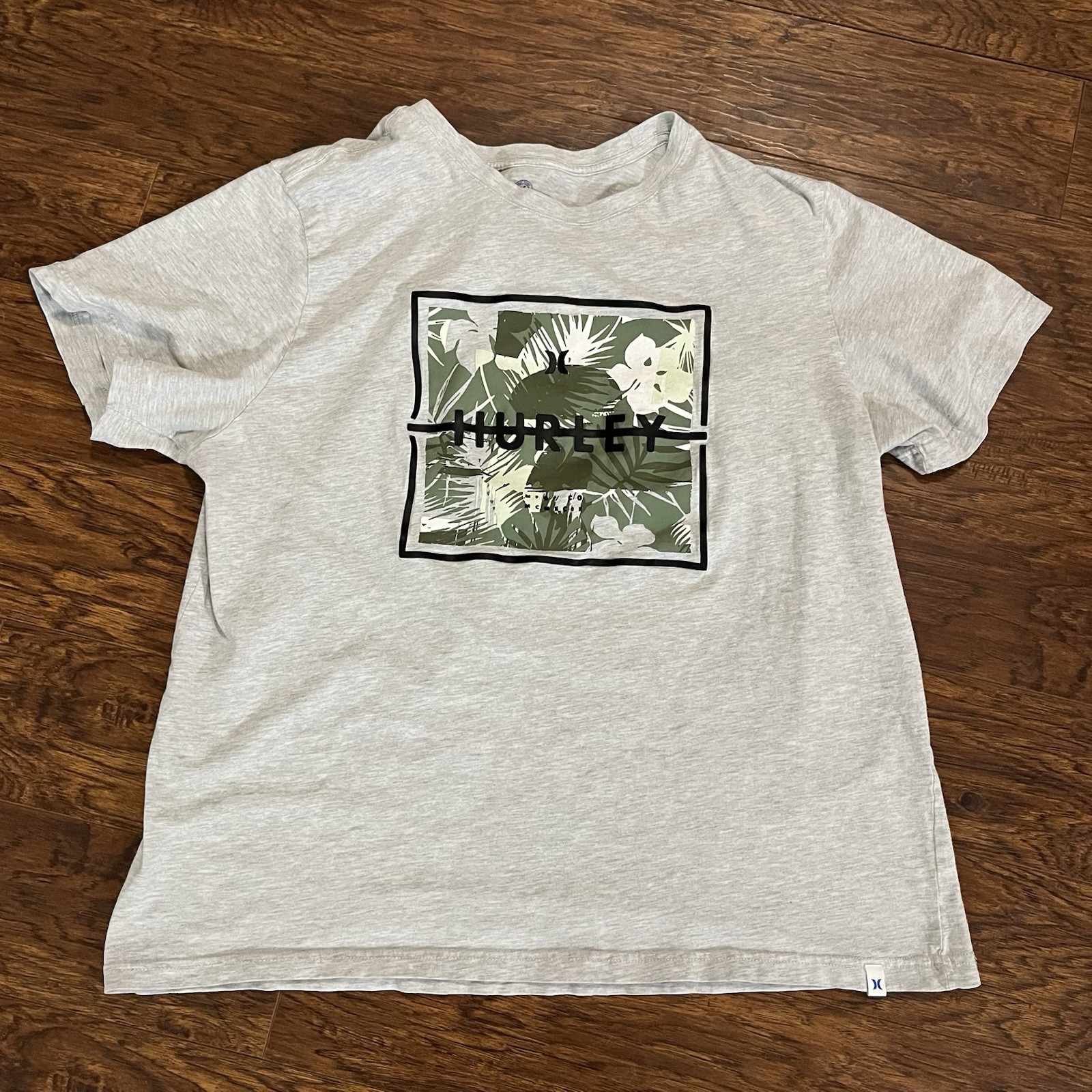 Hurley Mens XXL Gray Tropical Floral Print Short Sleeve T-Shirt