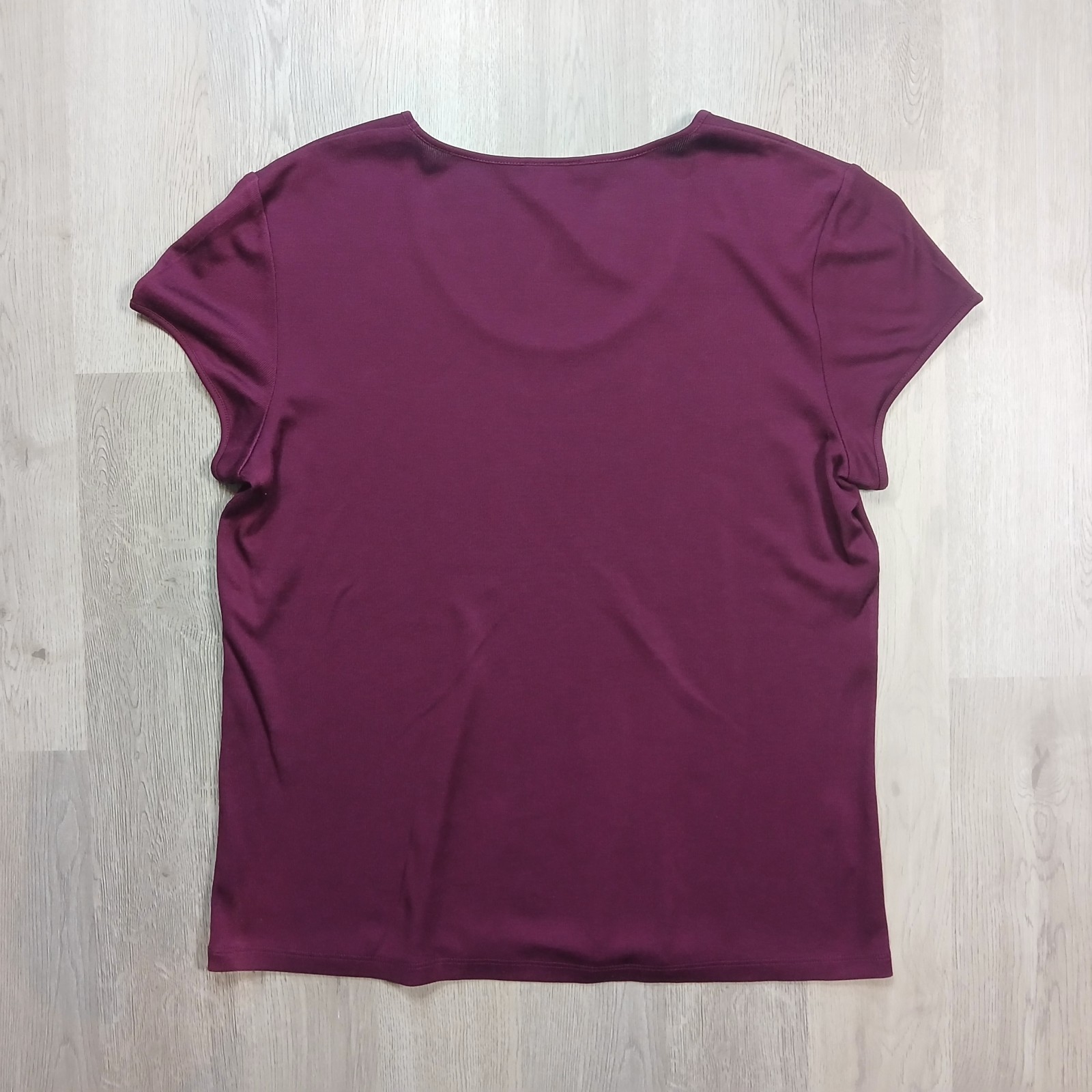 Ann Taylor Womens Short Sleeve Maroon Burgandy Shirt Size Large