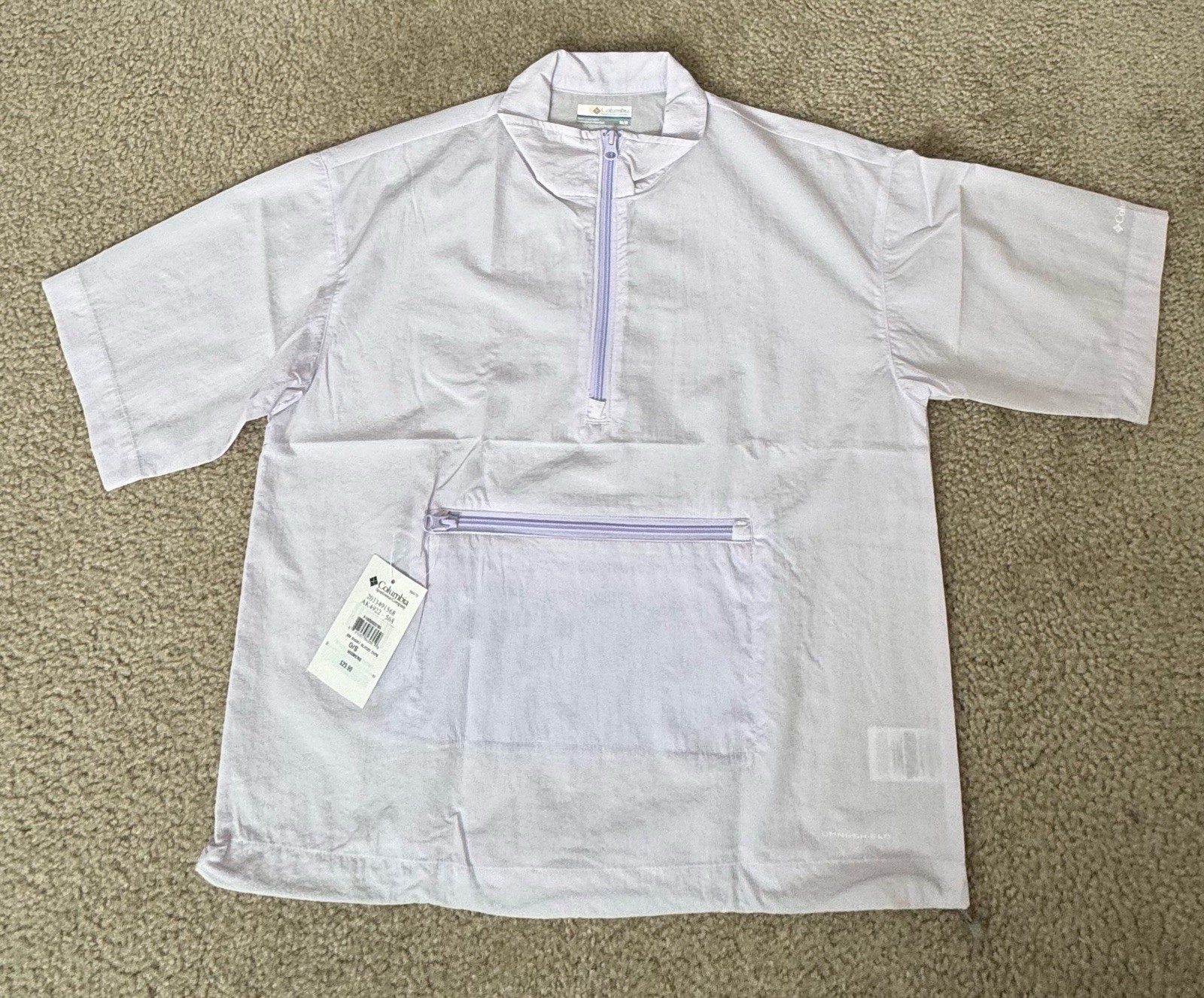 Columbia Purple Boundless Trek 1/2 Zip Omni-Shield Pocket Pull Over Medium NWTs