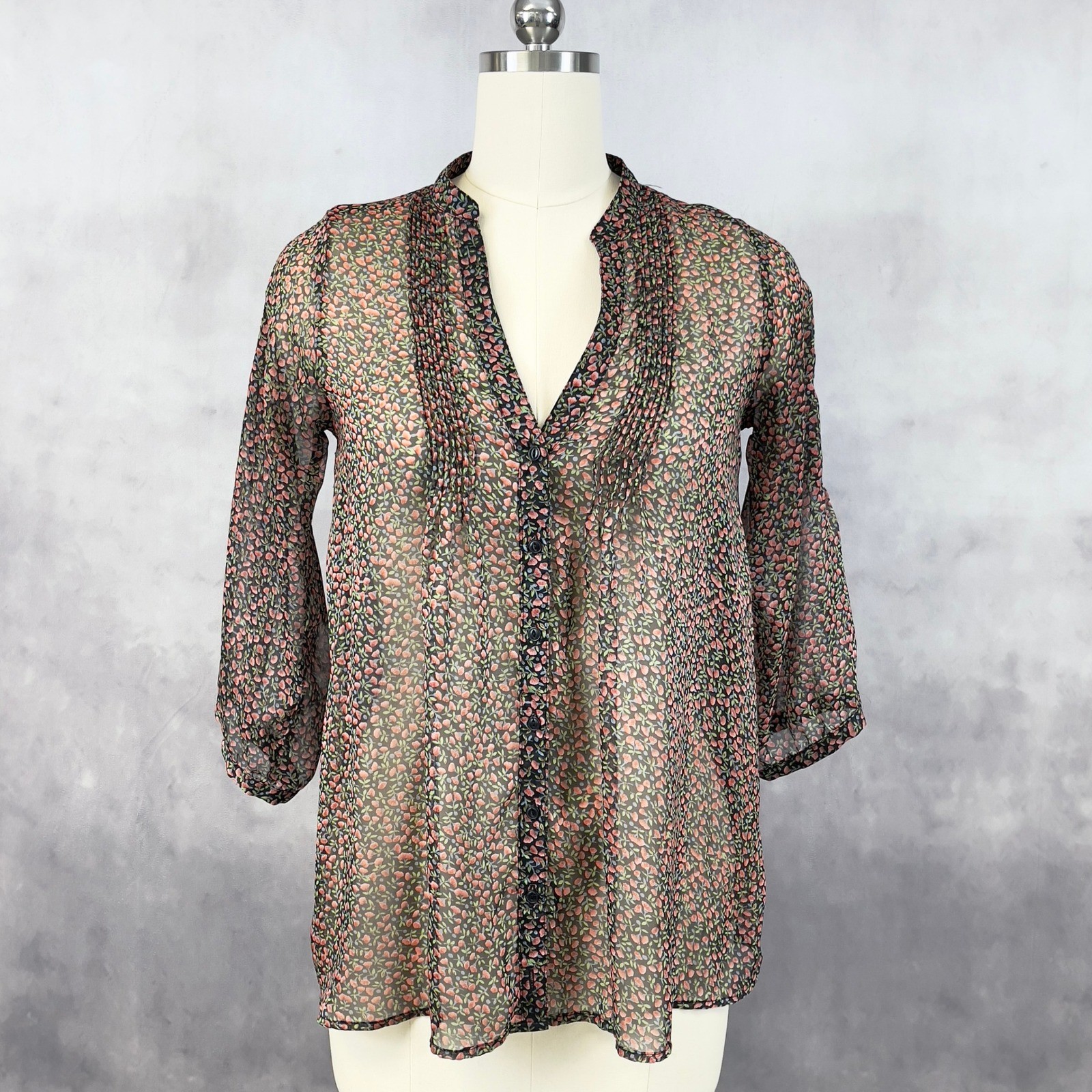 Mooia Womens Sheer Top US M Blouse Floral Boho Romantic Fairy Grunge Indie Airy