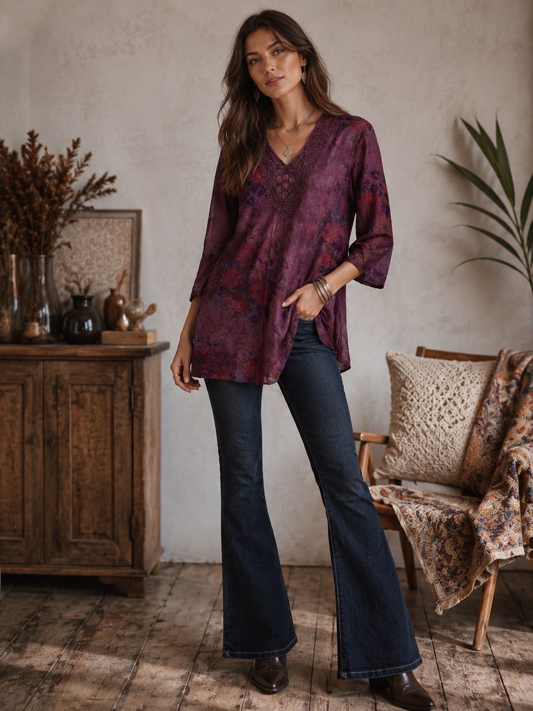 Vintage Goa Floral Cotton Embroidered Blouse Cottagecore Prairie Size S Tunic