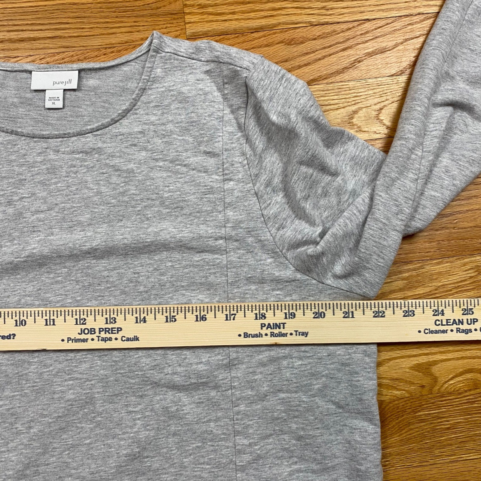Pure Jill Pima Cotton Modal Pullover Women XL Grey Pocket Minimalist Loungewear