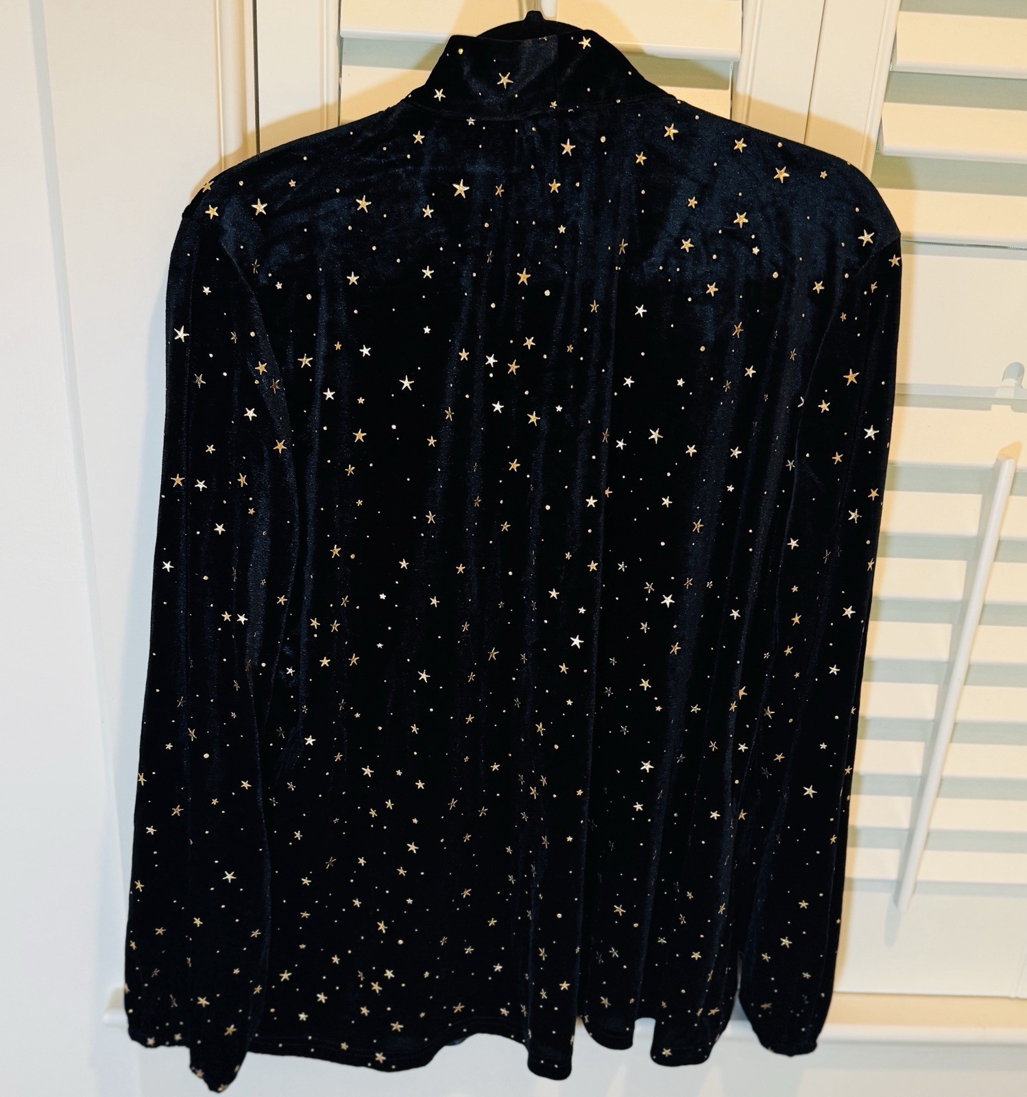 CELESTIAL STARS Black VELVET Size 2XL 16 Women Blouse YOINS NWT Halloween