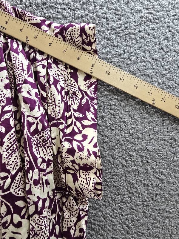 Vanessa Bruno Cory Print Top Women’s M/L Plum/Cream Short Sleeve V-Neck Pullover