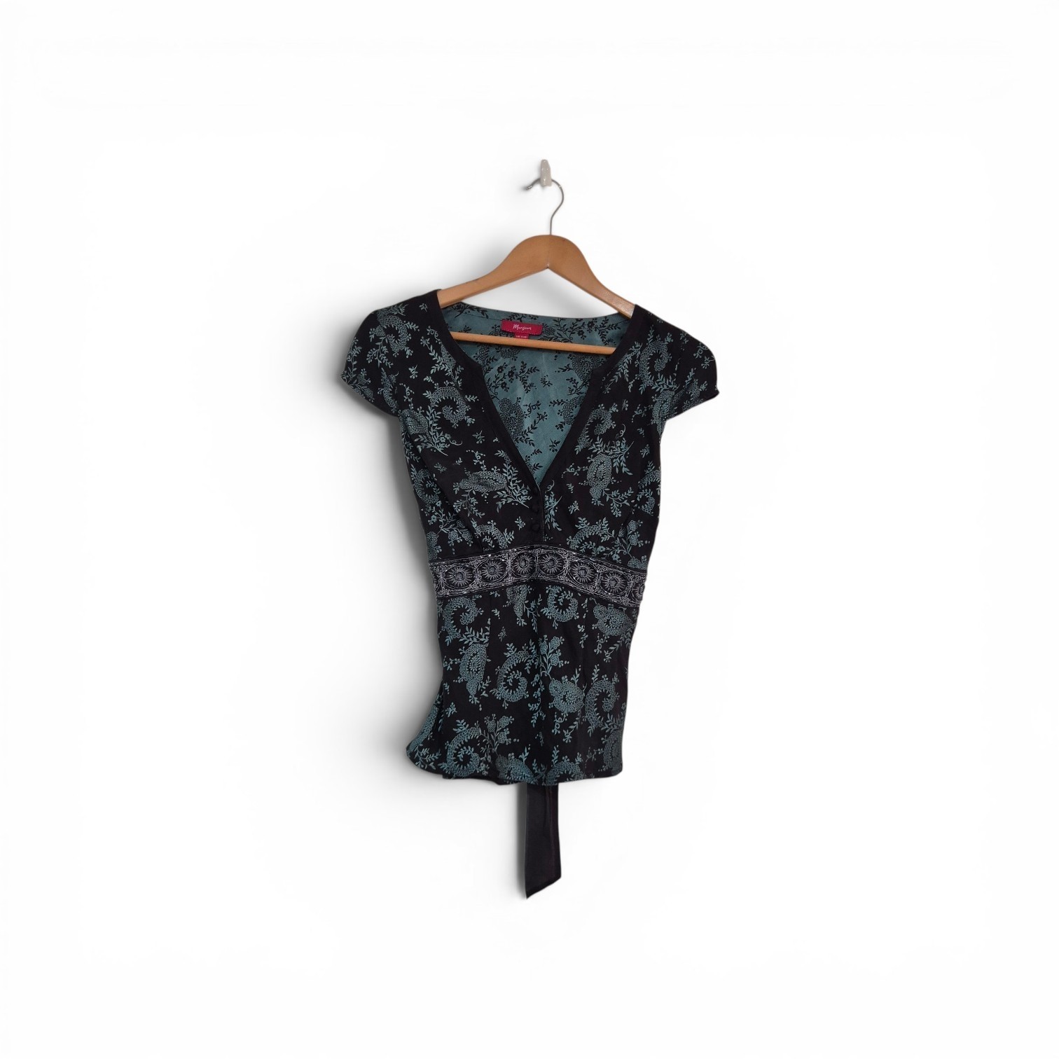 Monsoon UK 8 Top Silk Blend Floral Embroidered Bead Y2K Whimsigoth