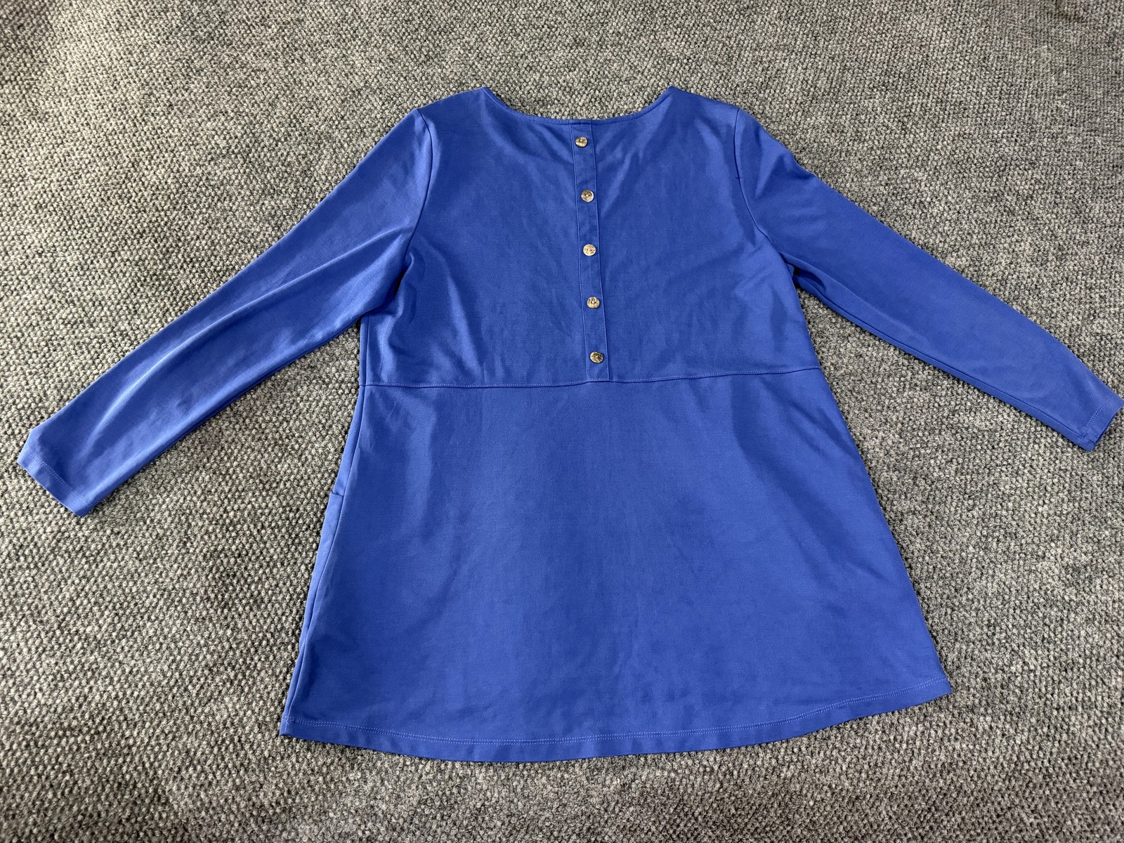 Soft Surroundings Blouse Womens Large Blue Scoop Neck Long Sleeve Tunic Top