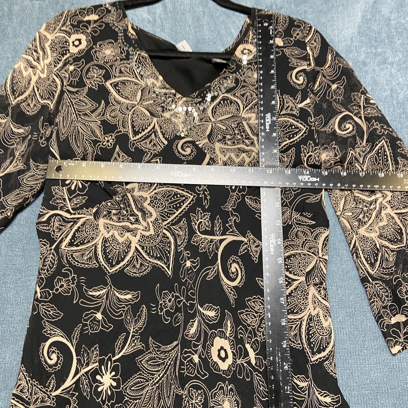 Separates By New York City Design Co. Blouse Top Womens Large Black Silk Floral