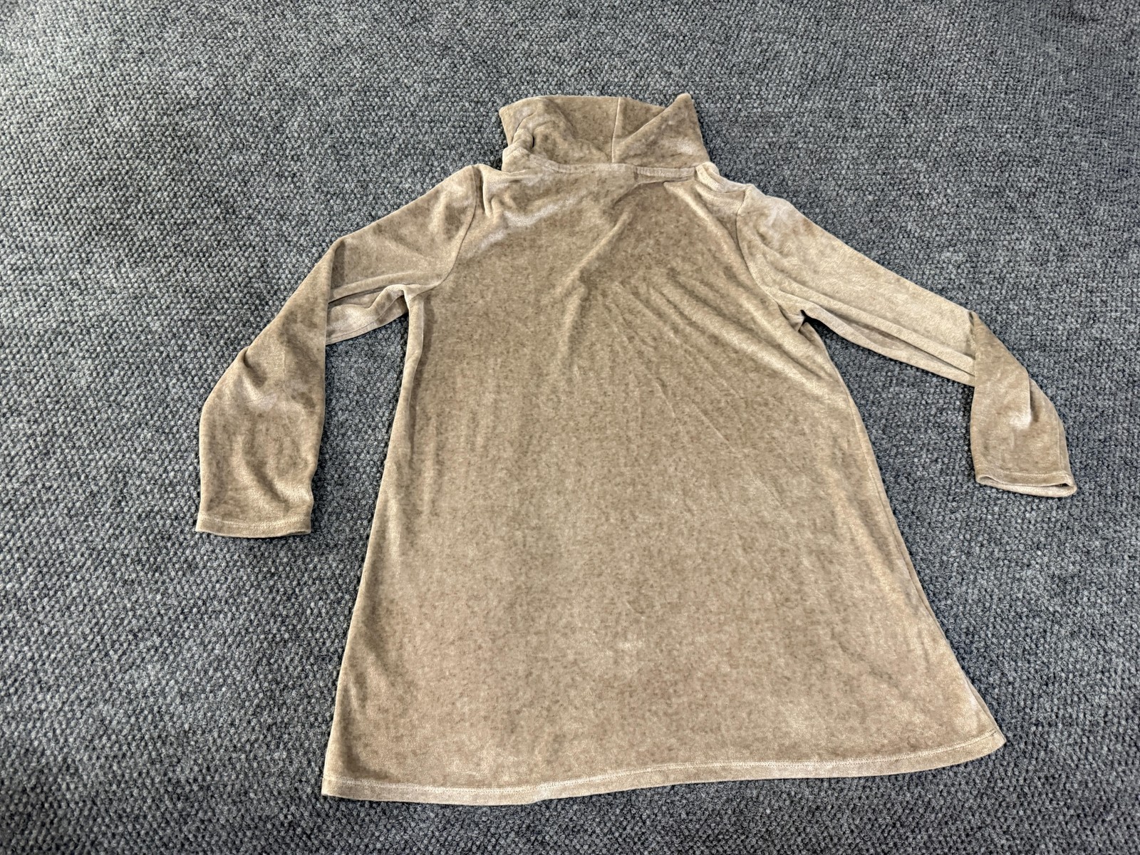 Pure Jill Shirt Womens S Petite Beige Cowl Neck Long Sleeve Velour Tunic Top