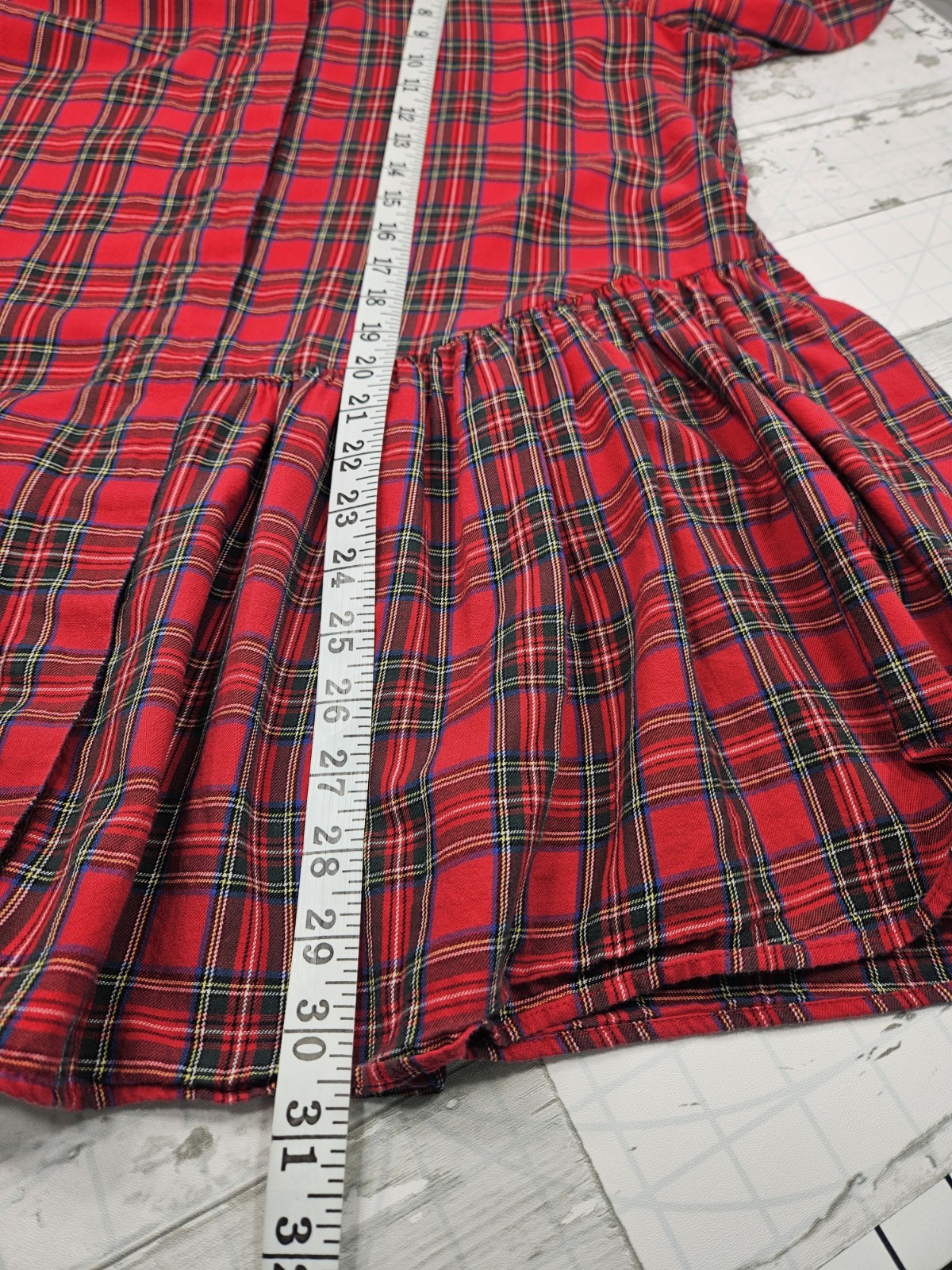 Zara Womens Medium Red Tartan Plaid Asymmetric Button Down Tunic Shirt