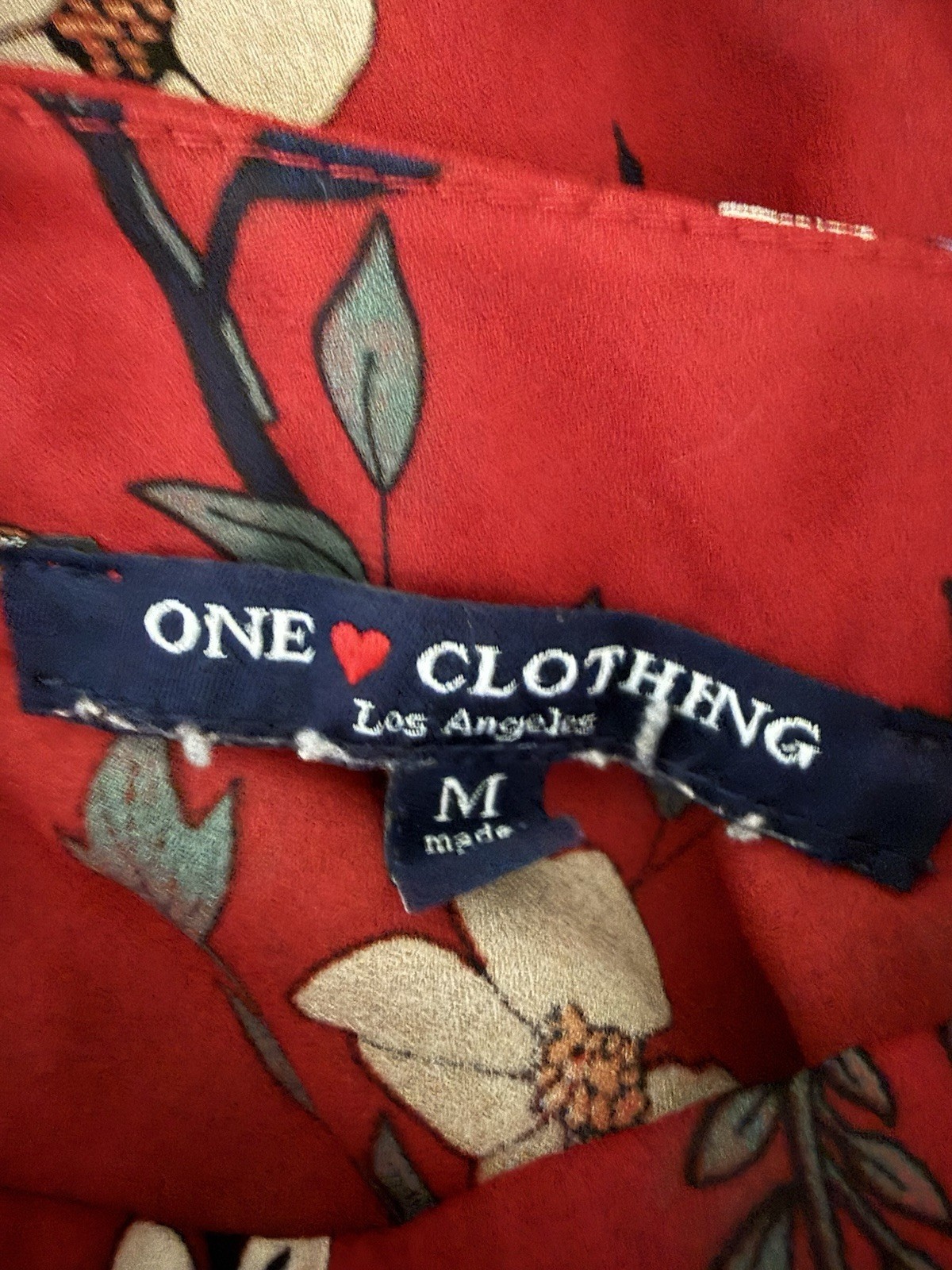 Red Floral Keyhole Blouse
