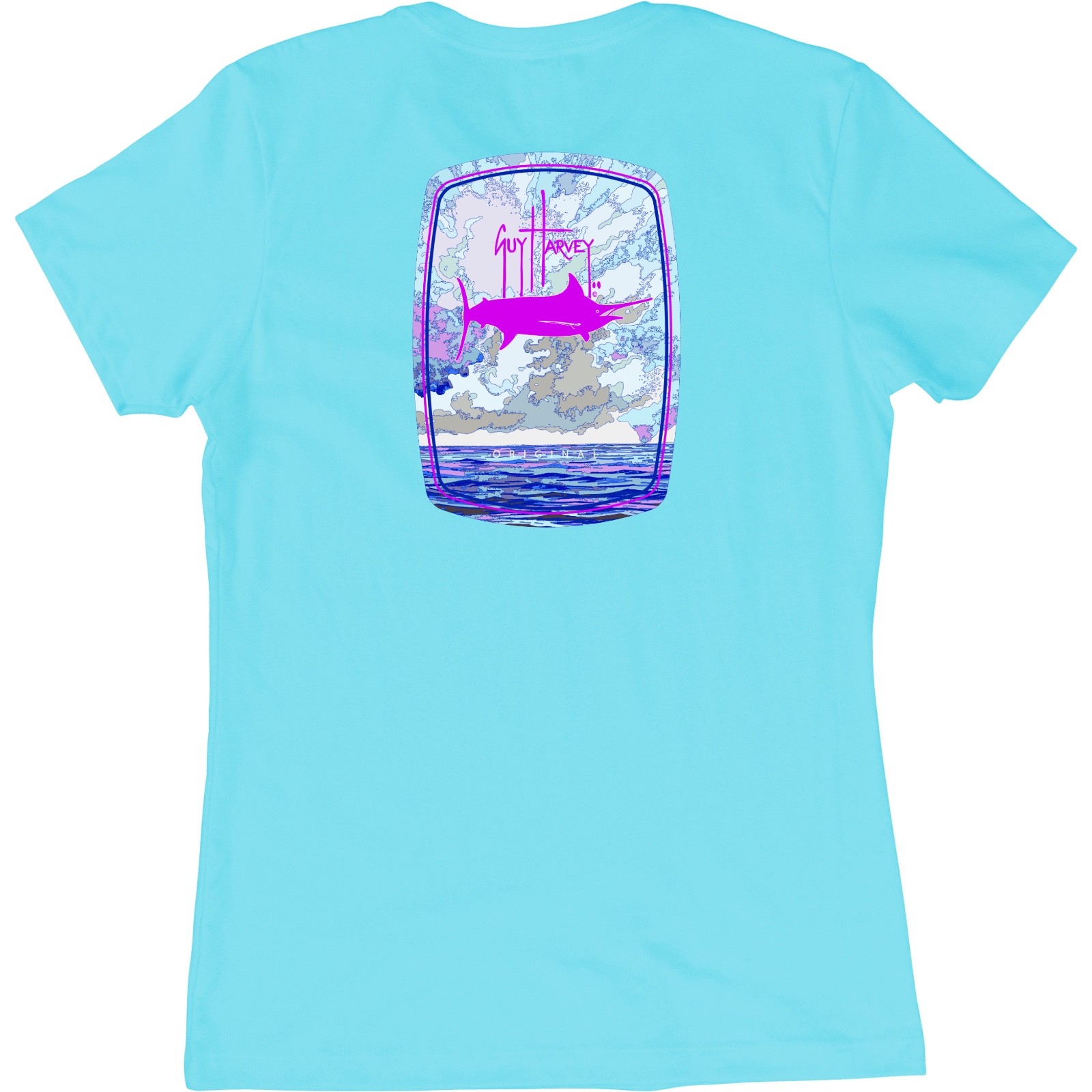 Guy Harvey Ladies Bombshell S/S Fishing Boat Fish T-shirt..Pick Size..Cancun