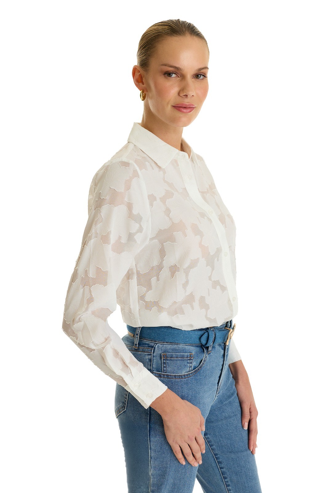 Stelle Lace Blouse/Button Up White THE NOLI SHOP