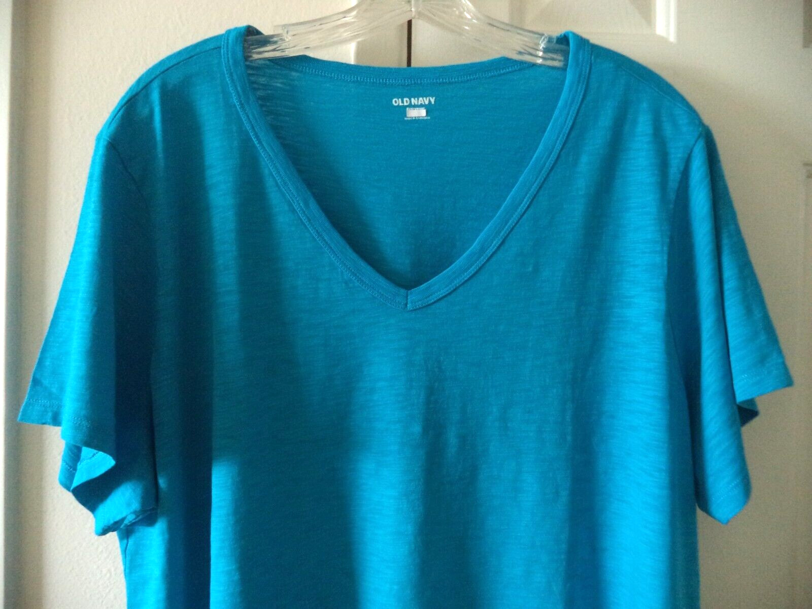 Hot! Old Navy Turquoise Teal Blue Slight Slub VNeck Tshirt Knit Top 18 20 2X XXL