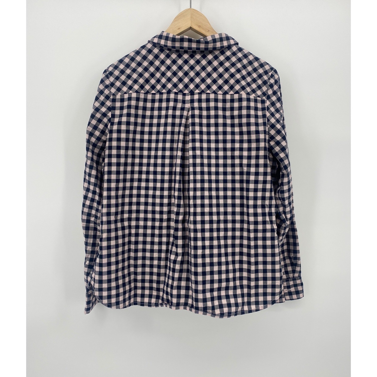 Tommy Hilfiger Quarter Zip Top Womens Large Pink Navy Gingham Check Excellent L