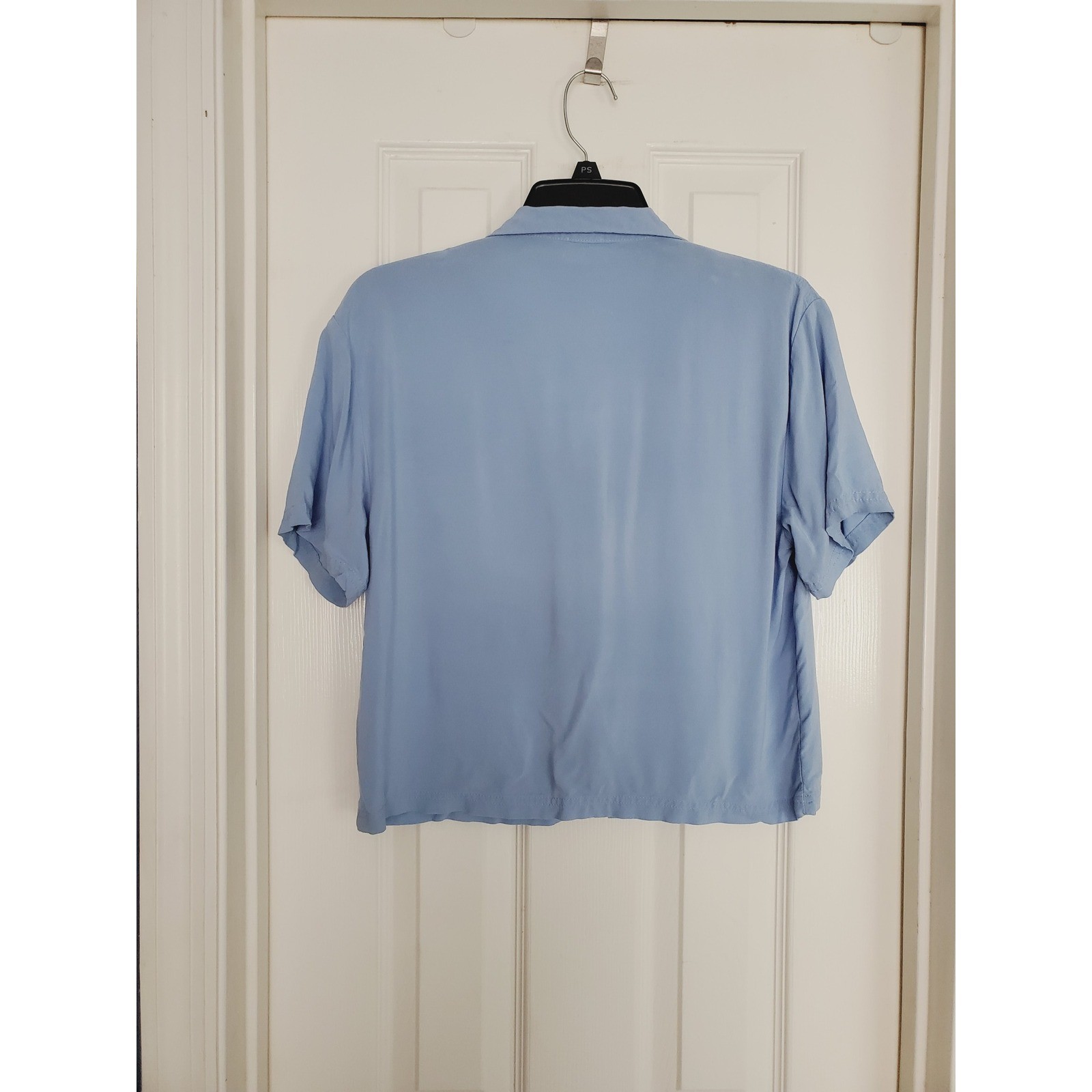 Cotton On Shirt Blue Floral Embroidered Short Sleeve Button Up Camp Collar XS