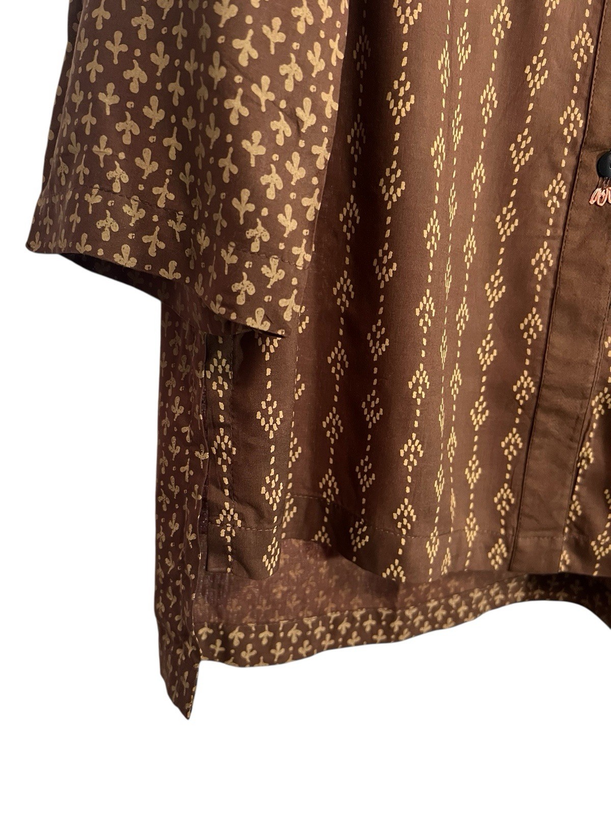 Krista Lee Brown Embroidered Long Sleeve Tunic Top Boho Size S NWT