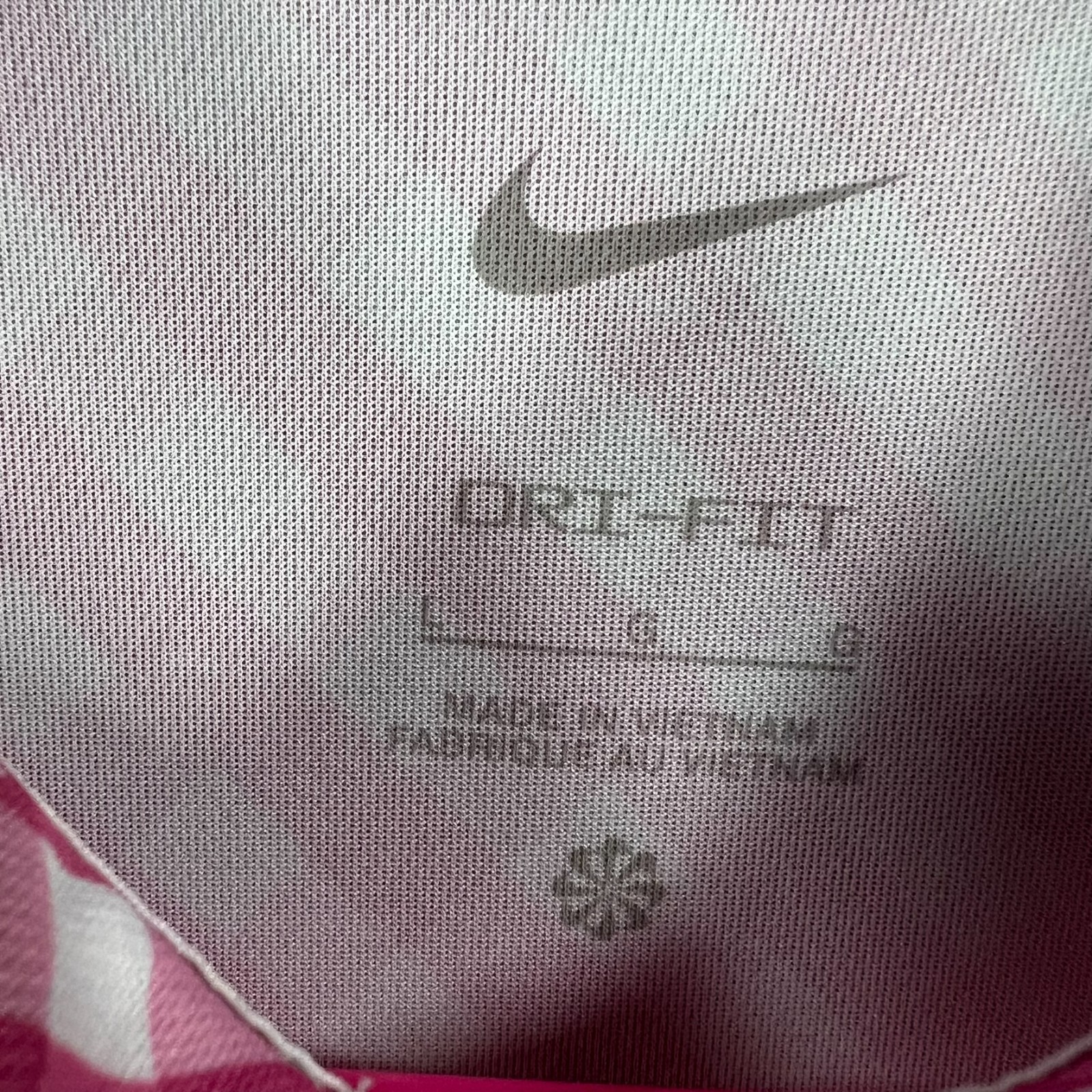 Nike Dri Fit Polo Shirt Womens Large Pink Plaid Sleeveless Golf Tennis Active