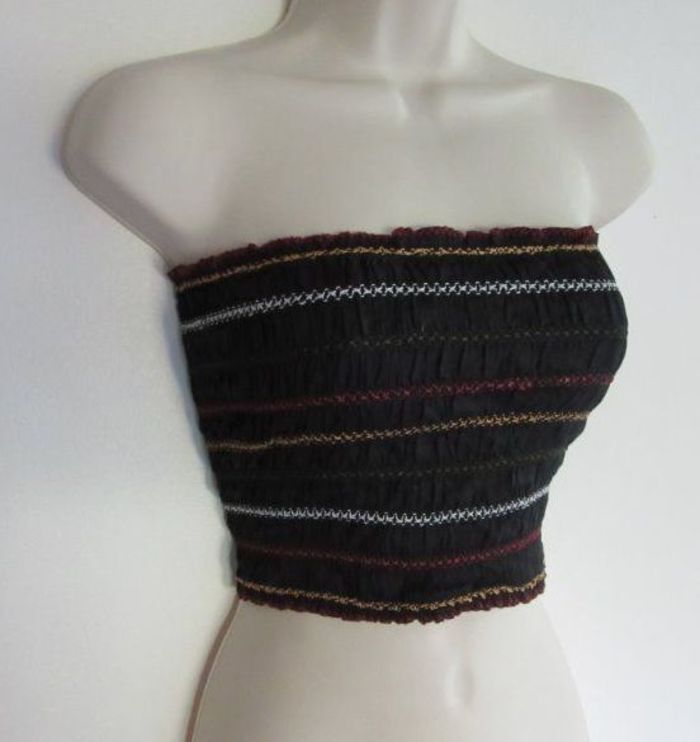 Free People Black Smocked Tube Top Y2K Size Large Machine Wash NOS