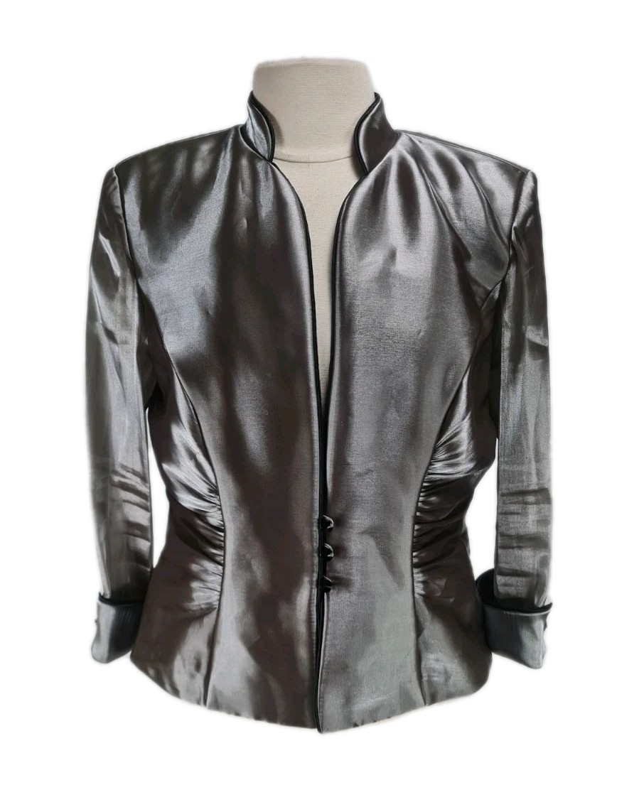Collection Dressbarn Women Size 14 Olive Green Shimmer Blazer Ruched 272A