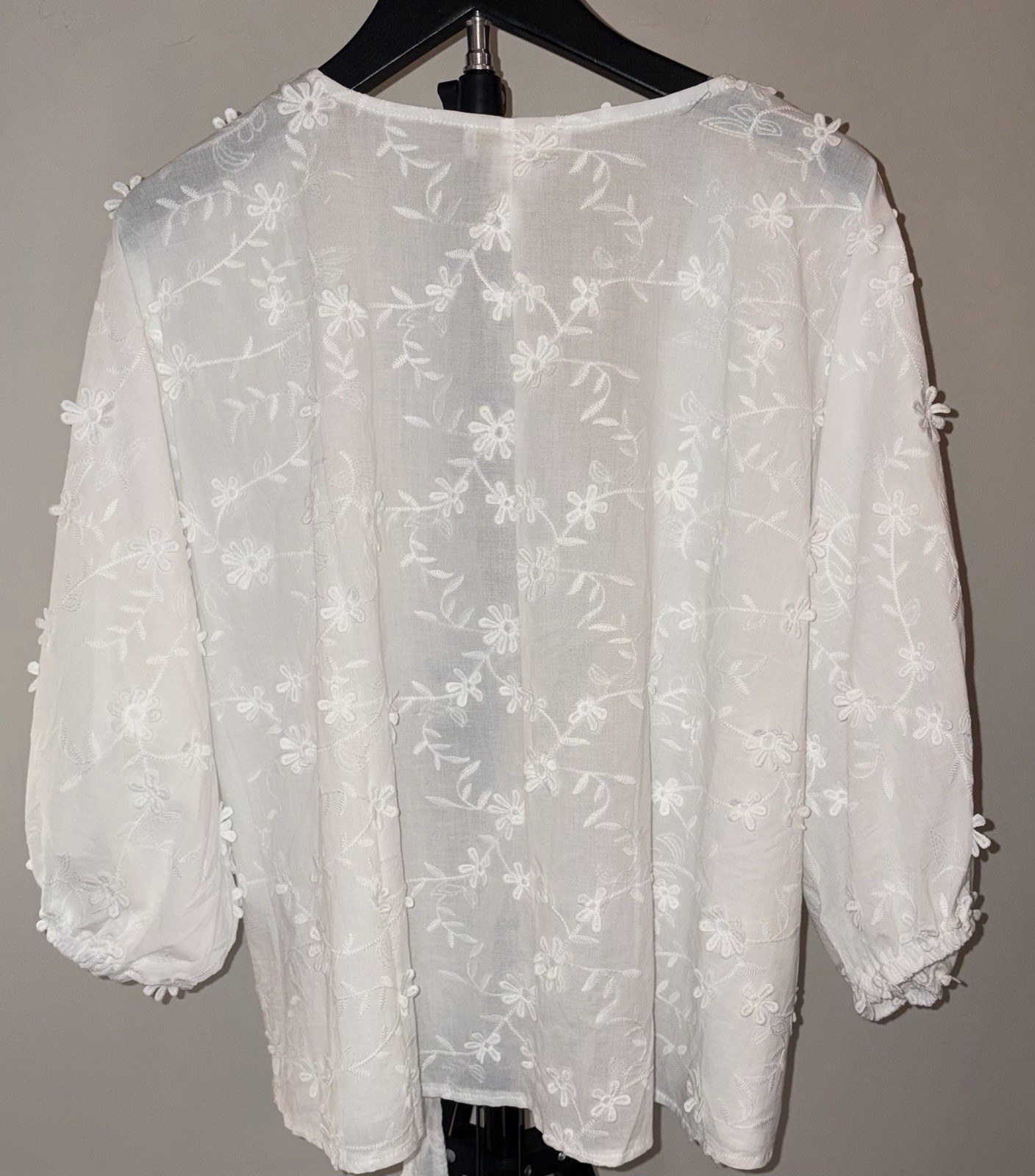 House of Harlow 1960 White Floral Lace Embroidered Blouse Round Neck One Size