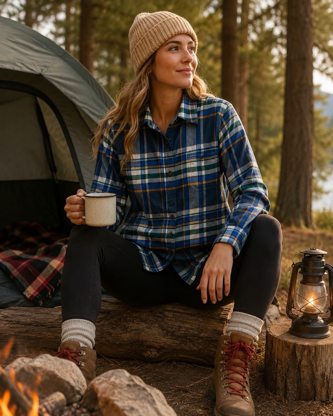 Dickies Women’s Cozy Blue Plaid Button-Up Shirt NWT