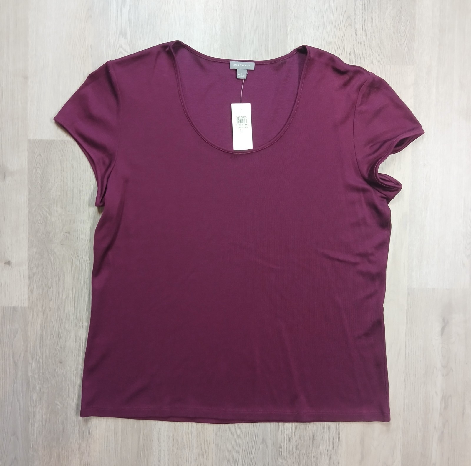 Ann Taylor Womens Short Sleeve Maroon Burgandy Shirt Size Large