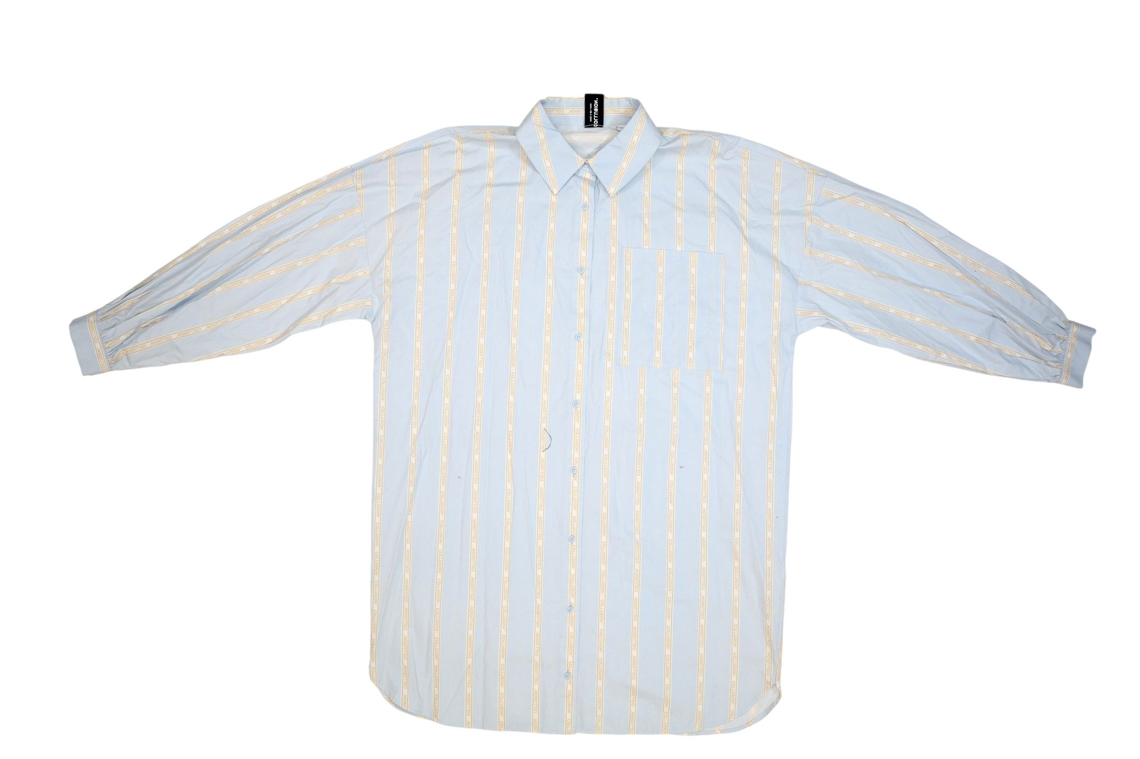 Collusion Shirt Womens 14 Blue Stripe Button Down Long Sleeve Curve Pocket