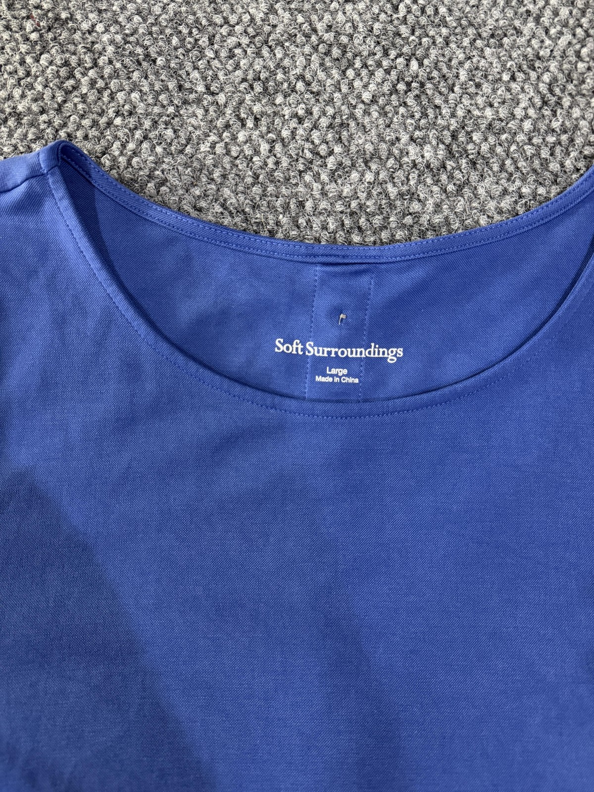 Soft Surroundings Blouse Womens Large Blue Scoop Neck Long Sleeve Tunic Top