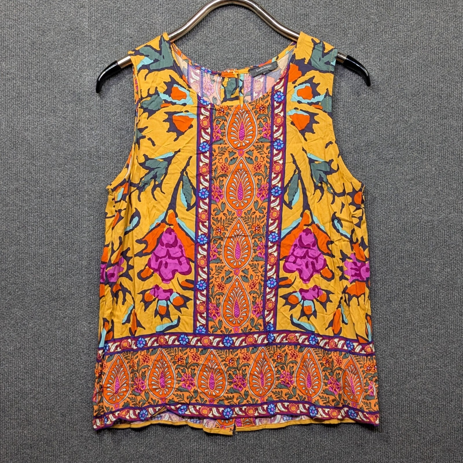 Haute Hippie Style Tank Top Womens Small Colorful Mixed Print Blouse Button Back