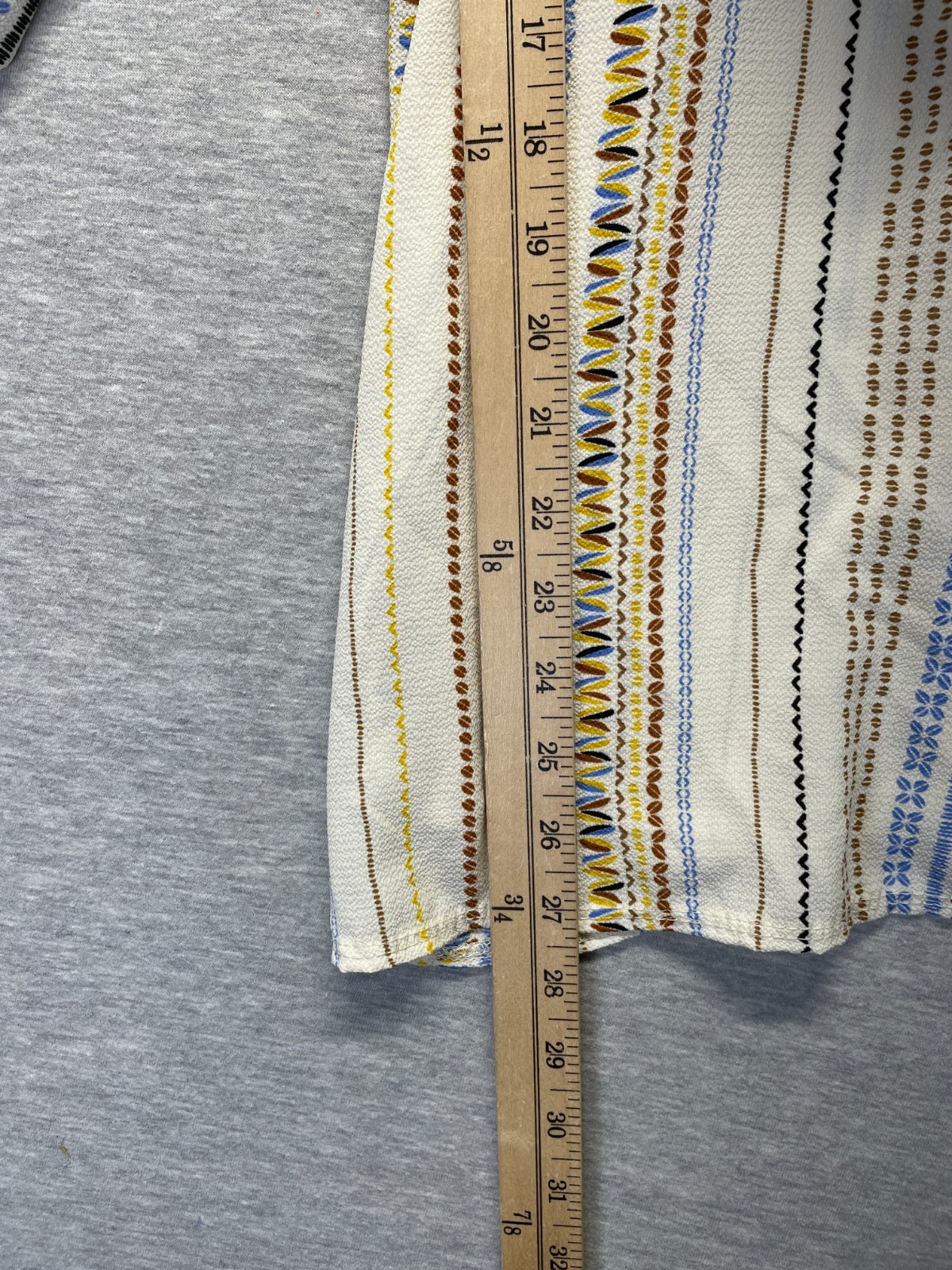 Star Vixen Peasant Blouse Top Womens XL Cream Multi Vertical Striped Scoop Neck