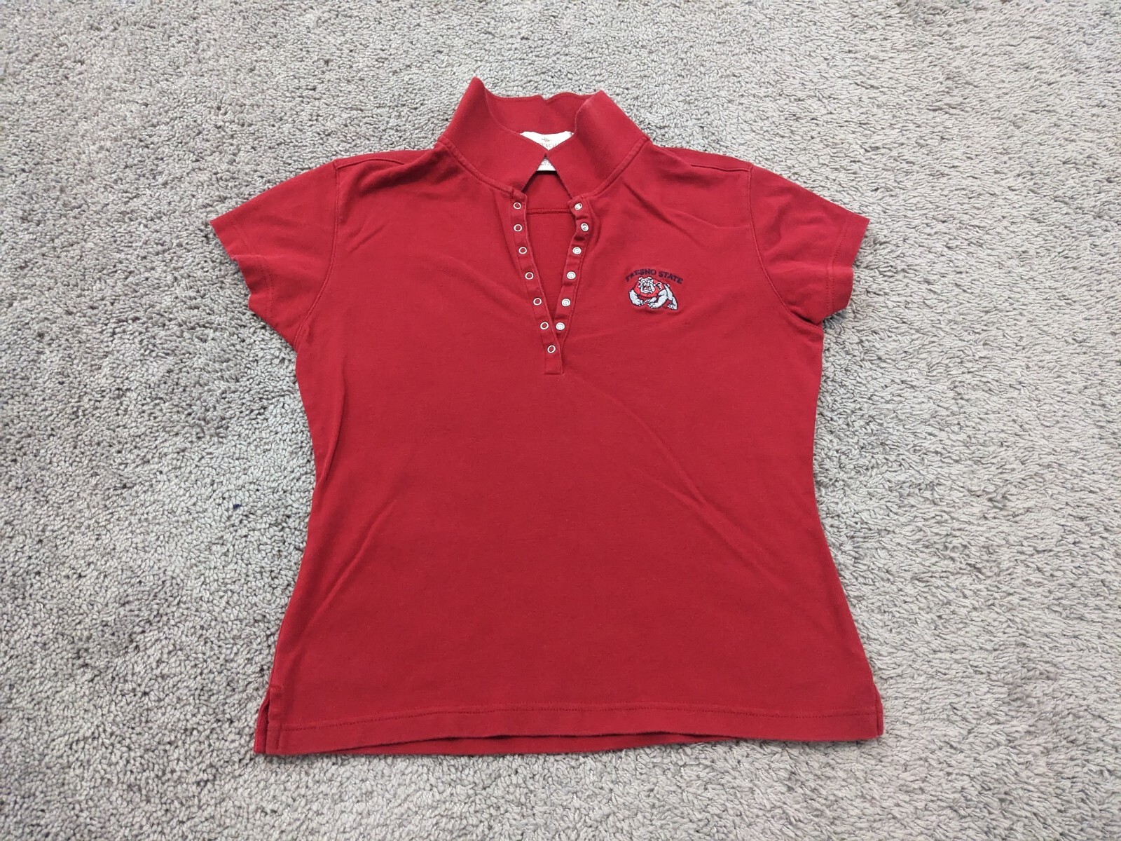 Vintage Fresno State Bulldogs Polo Shirt Shirt Womens Large Red Made in Macau