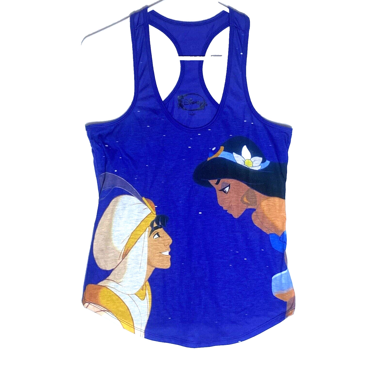 Disney’s Aladdin Women’s Racerback Tank Top Size Small Blue “Aladdin & Jasmin”