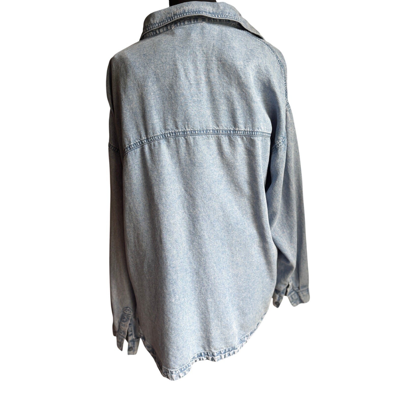 Pink Rose 100% Lyocell Chambray Button Down Shirt Oversized Medium Coastal