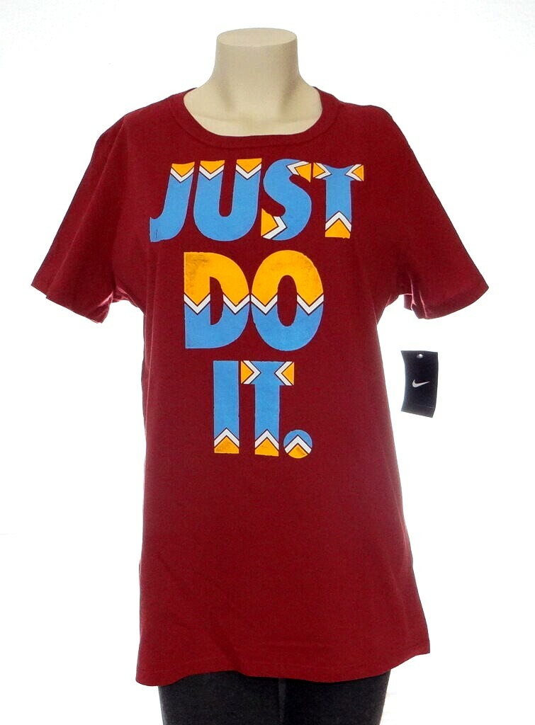 Nike Slim Fit Just Do It Burgundy Tee T Shirt Women’s Extra Large XL NWT