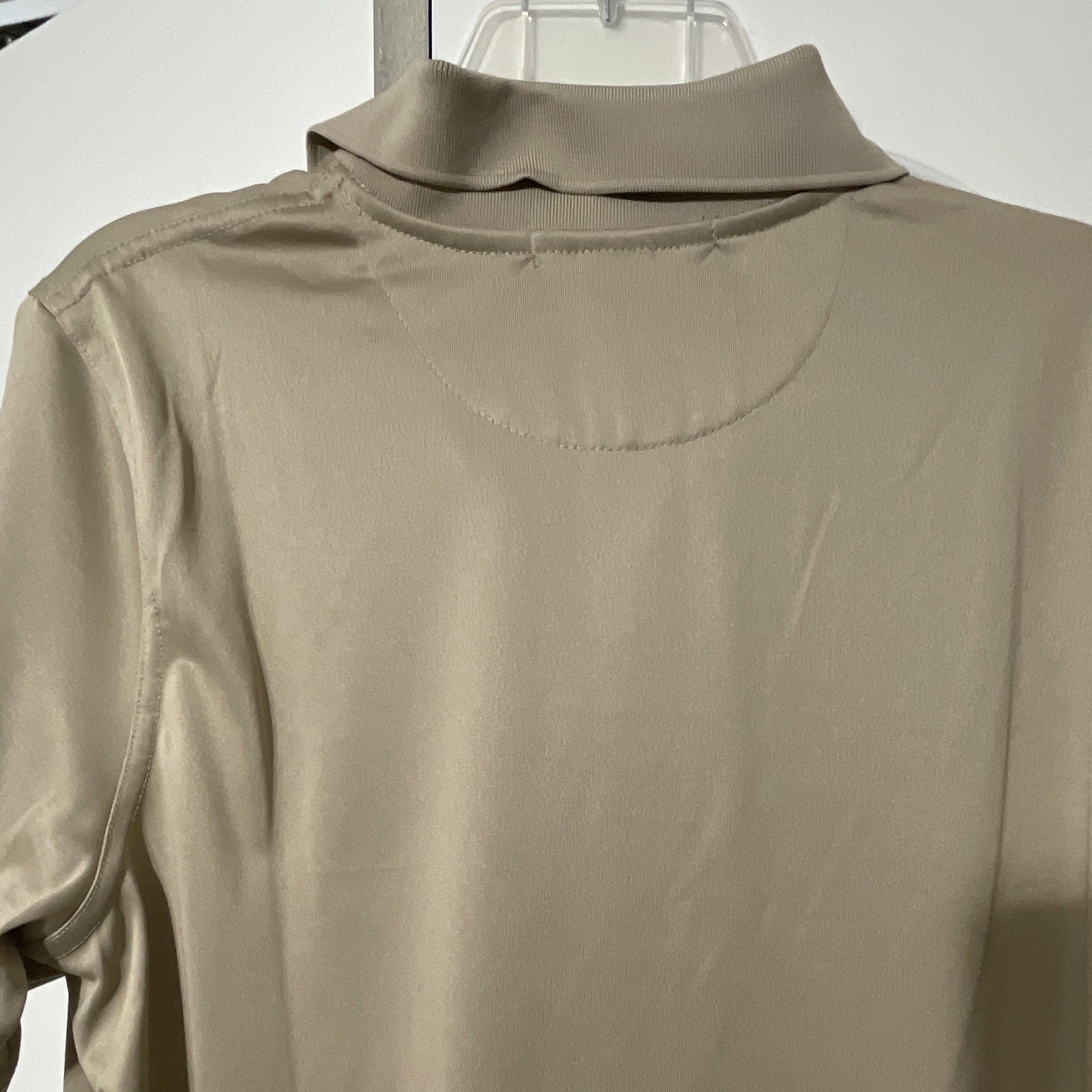 Harriton Women’s Beige Solid Polo Shirt Short Sleeve Knit Polyester Size L