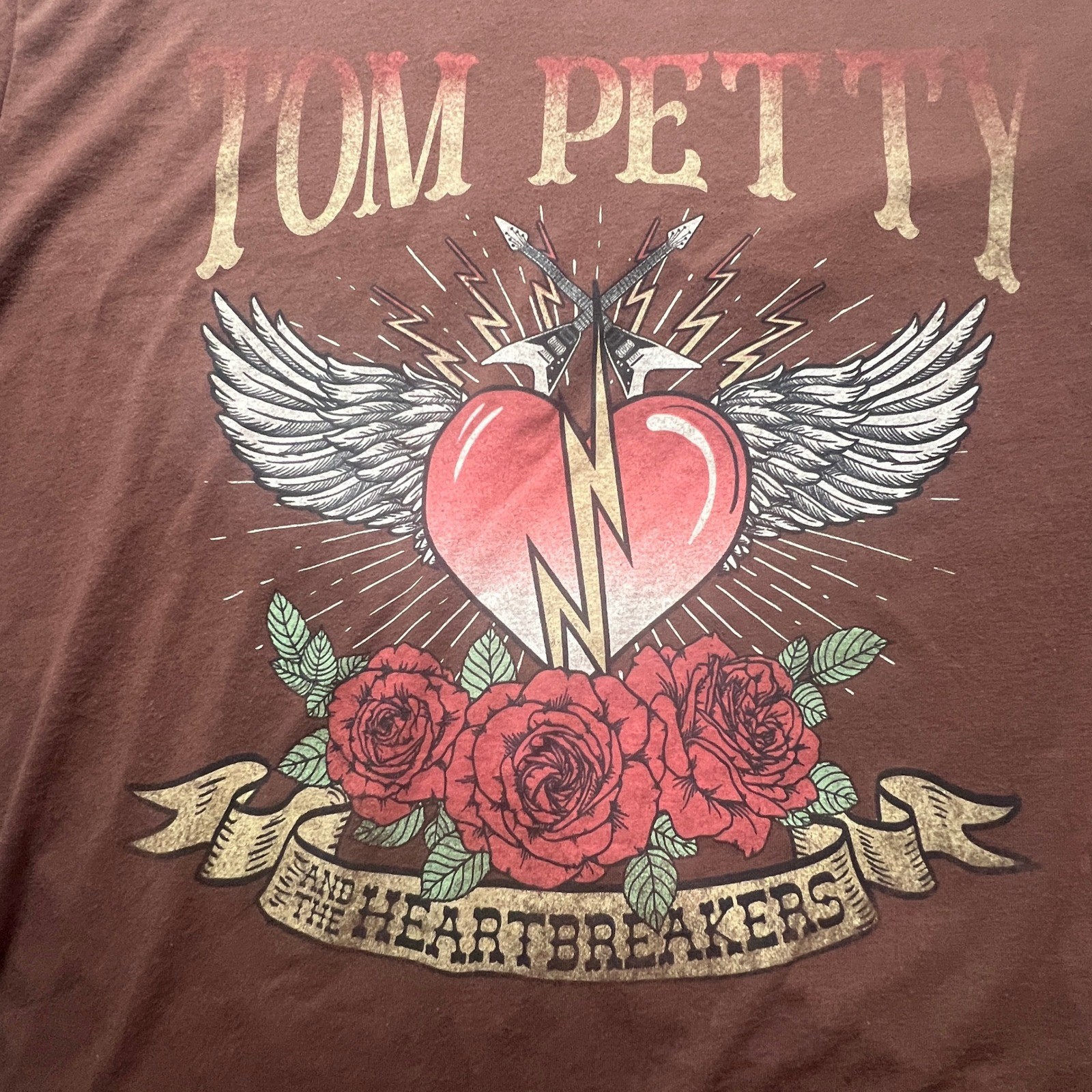 Tom Petty and the Heartbreakers Live 1986 Tour Graphic T-Shirt Brown XL 16-18