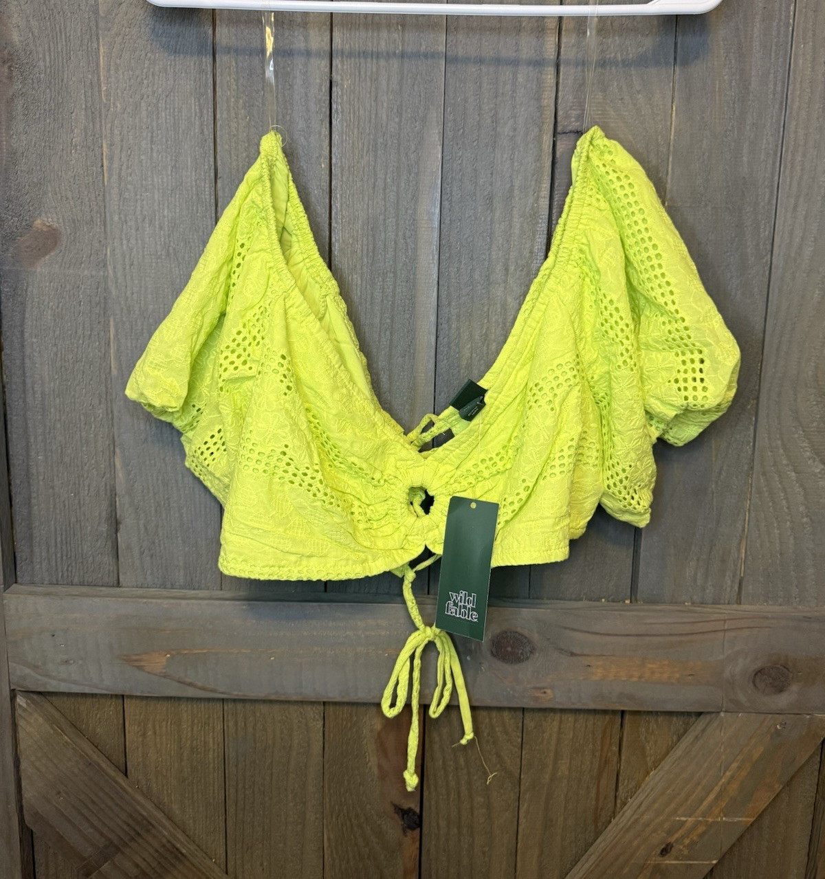 Wild Fable Women’s Yellow Solid Crochet Lace-Up Size L