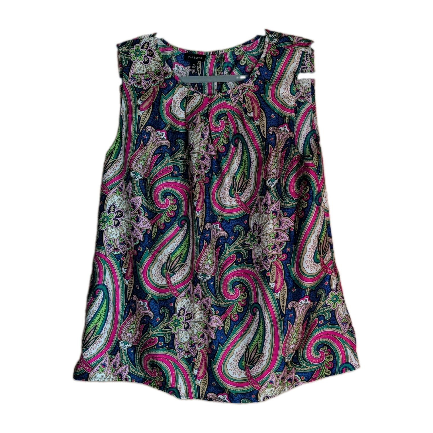 Talbots Silk Sleeveless Top Petite 12P Multicolor Paisley Print Tank Layers
