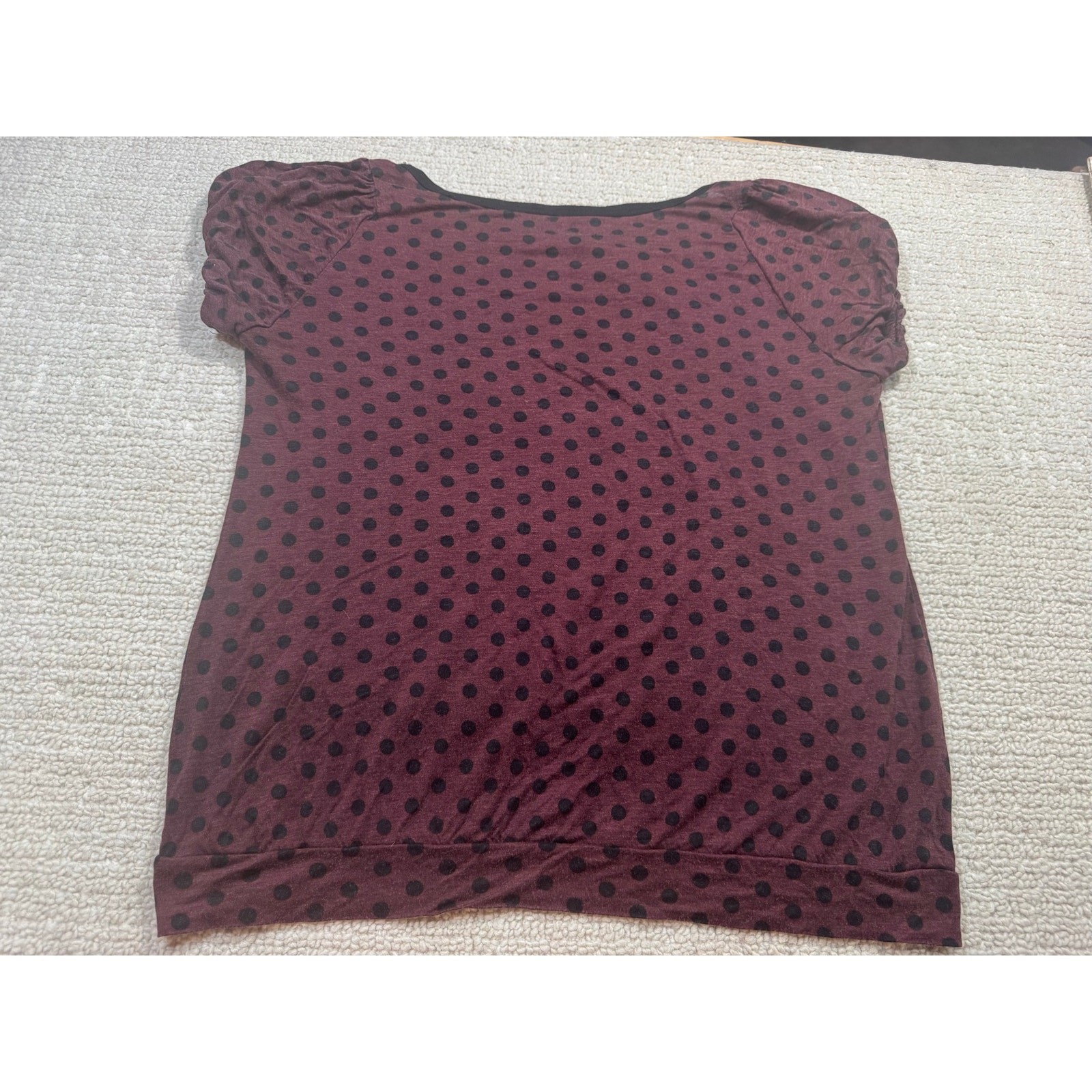 Ann Taylor LOFT Women’s XL Tee Burgundy Polka Dots Viscose/Lyocell Blend Summer