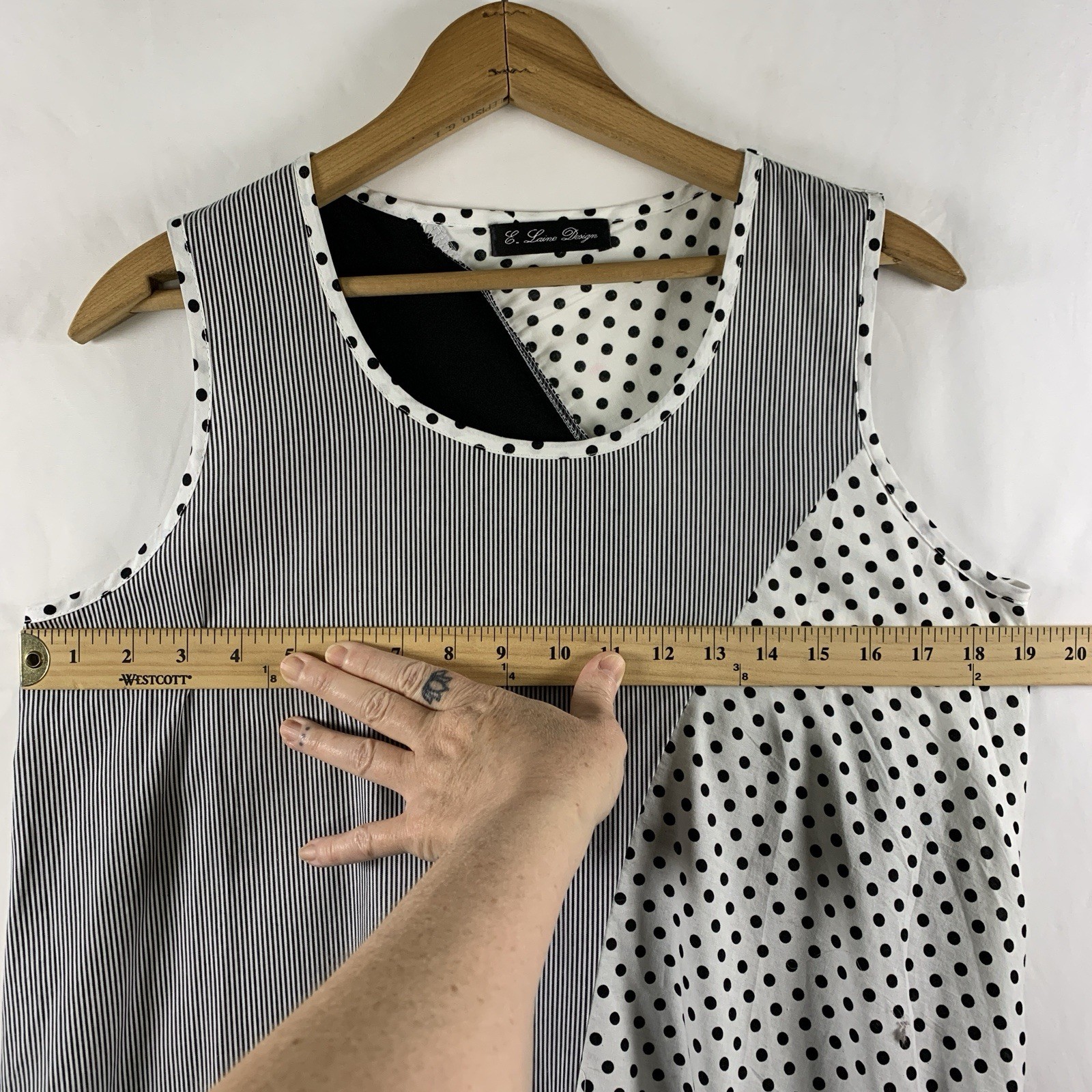 Womens Lagenlook Artsy Asymmetrical Top S/M Mixed Print Avant Garde Quirky Layer