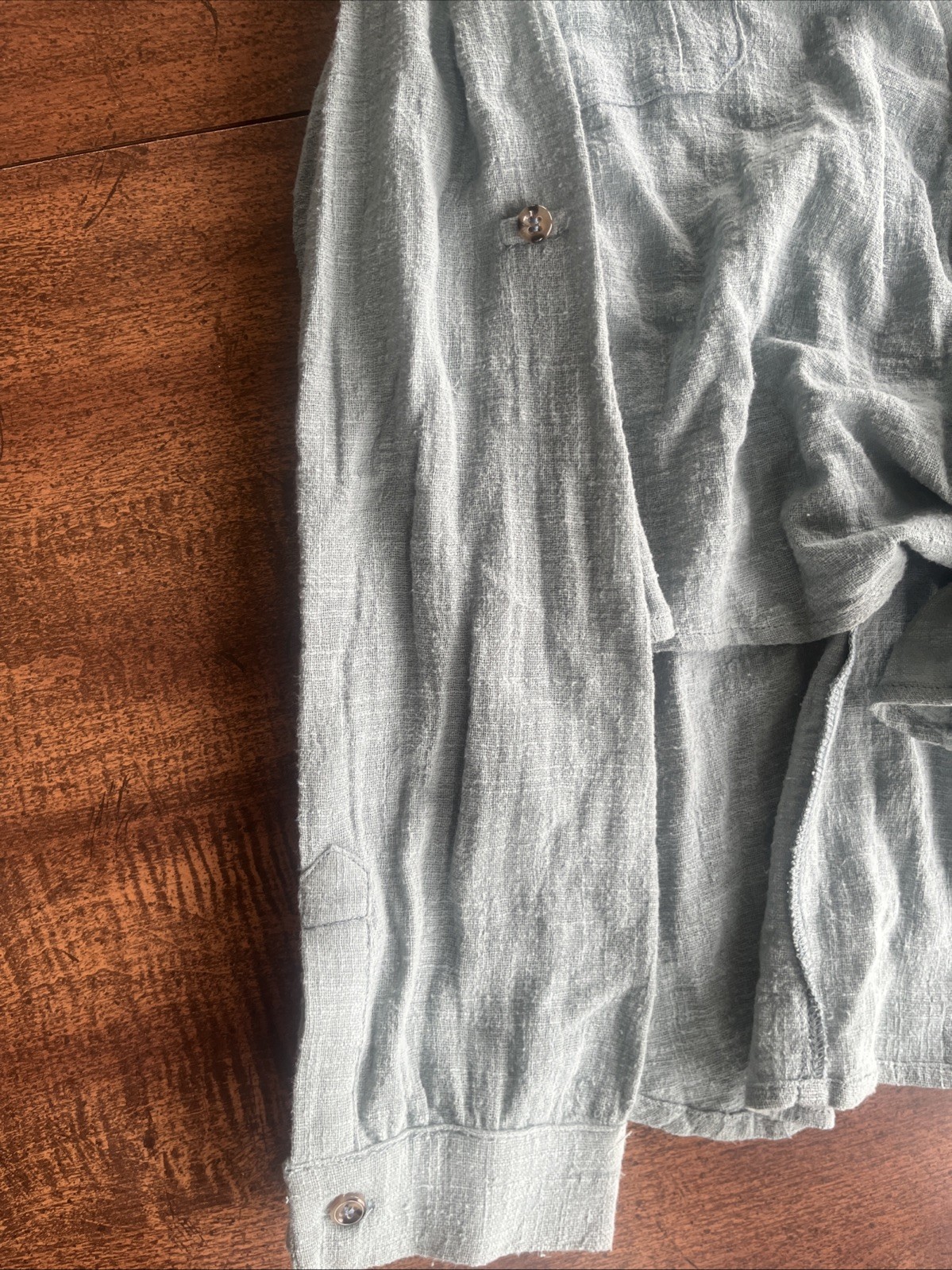 Wishlist Apparel Sage Green Gauze Tie Front Button Shirt Small Coastal Cottage