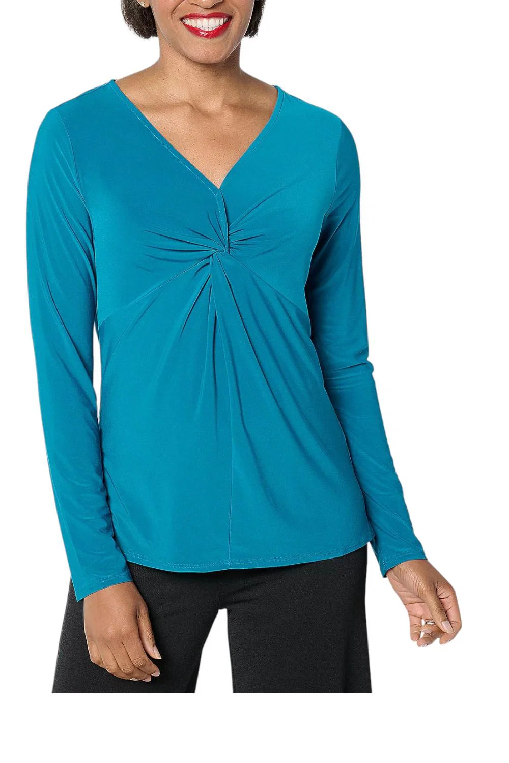 Attitudes by Renee Women’s Como Jersey Knot Front Top Ocean