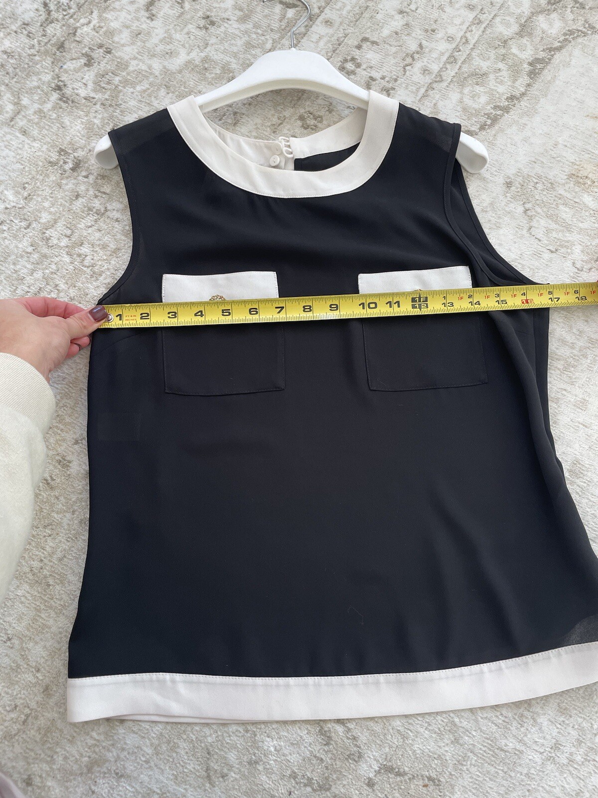 Edward Achour Paris Colorblock Sleeveless Blouse Black White Italy 36 US4
