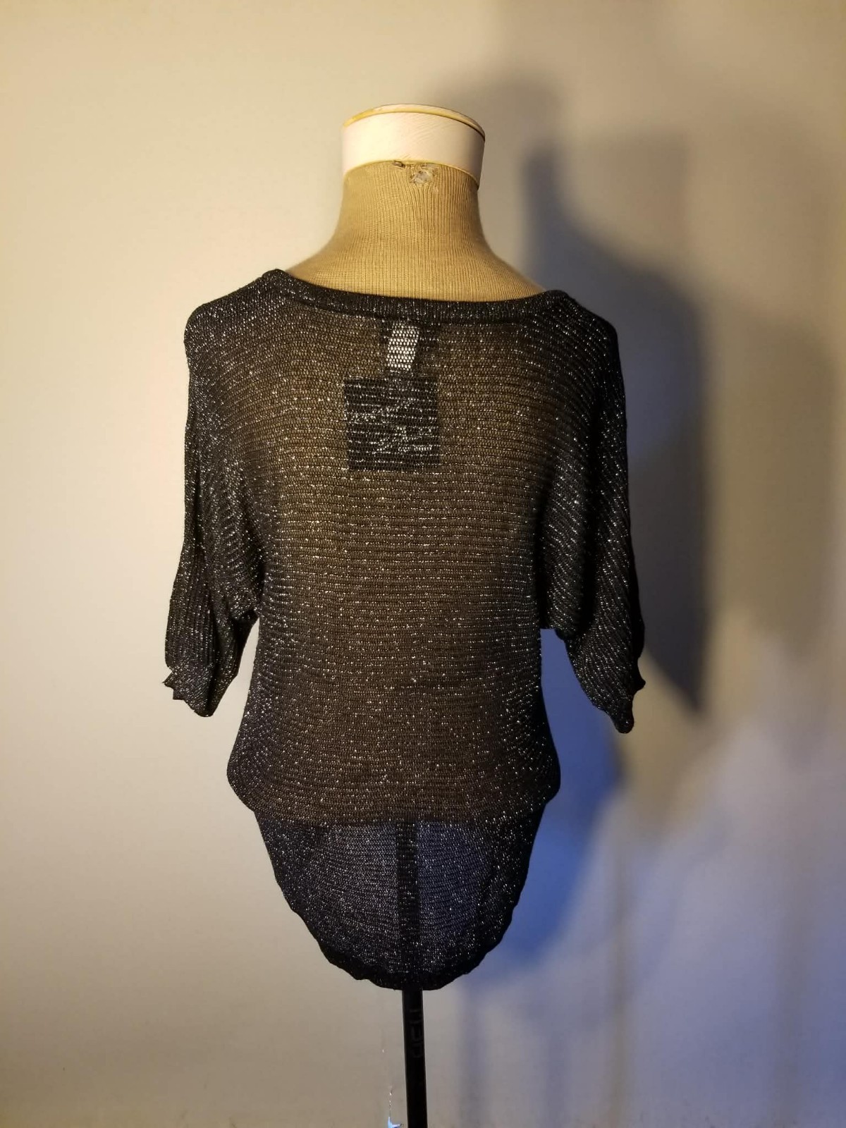 Vintage Plus Size Pink Label Torrid Black Mesh Blouse With Silver Lurex Size 0