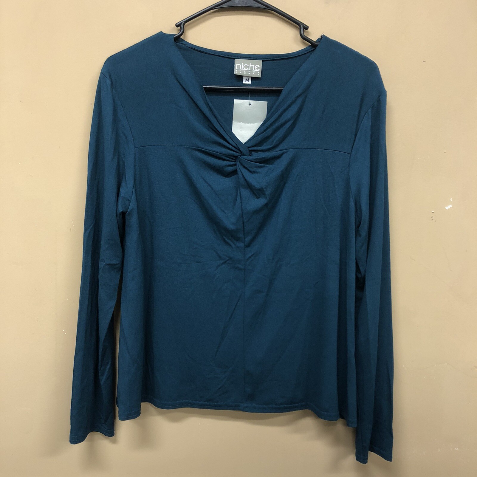 NICHE NILGUN DERMAN Teal Jersey Material Long Sleeve Top Sz M NWT