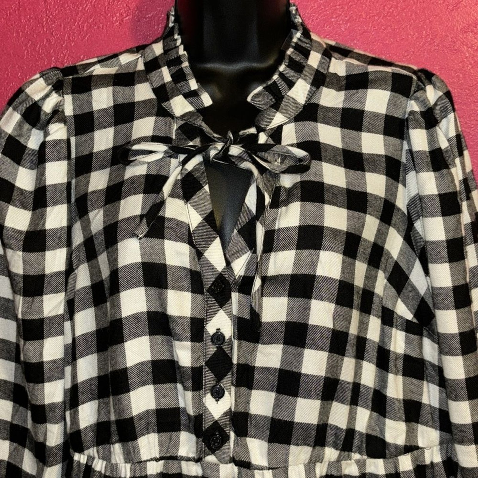 NWT Torrid baby doll flannel buffalo plaid ruffled collar shirt. Size 00X.