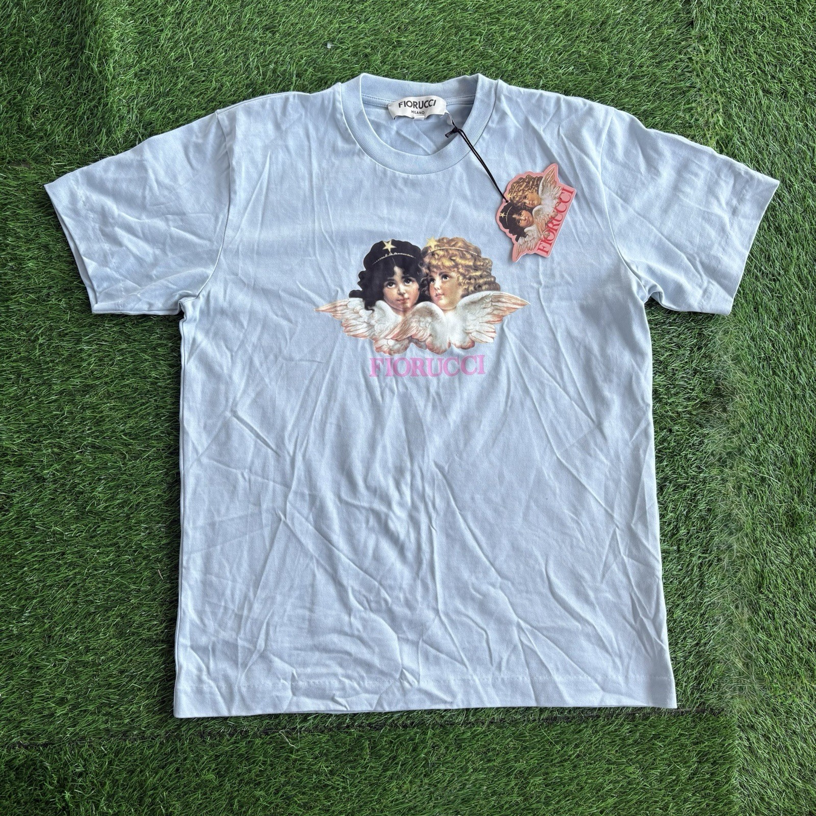 Fiorucci Milano Classic Angels Graphic T-Shirt Women’s XL Blue NWT