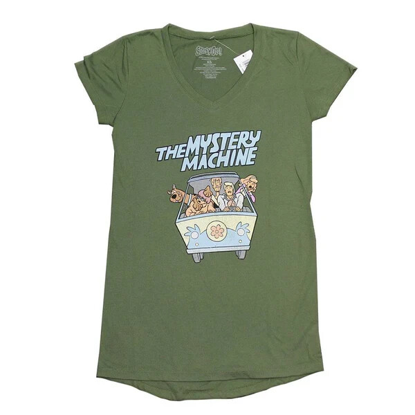 Scooby-Doo Juniors Mystery Machine Fred, Shaggy, Velma V-Neck Shirt NWT Medium