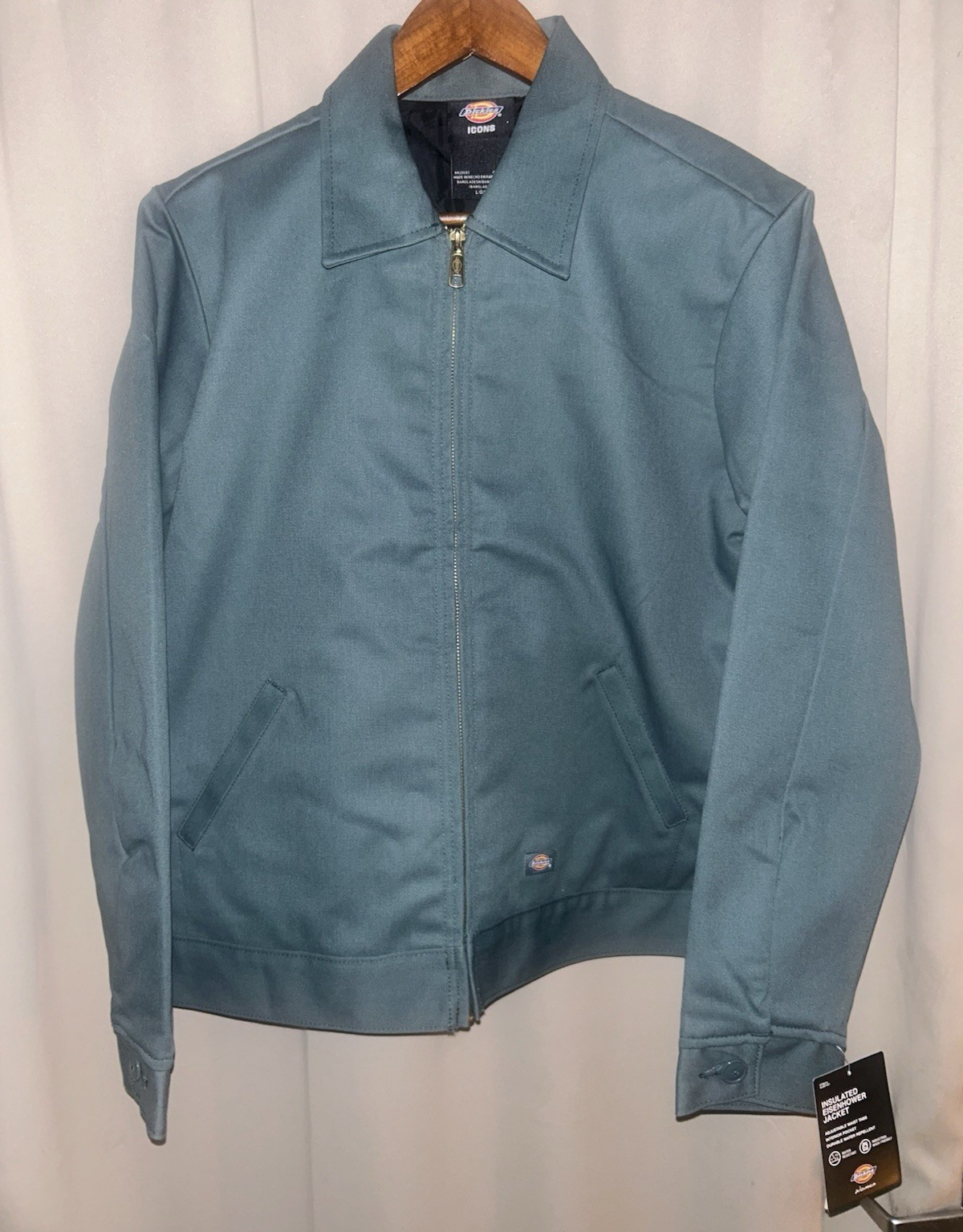 Dickies Woman’s Cropped top Lincoln Green Full Zip Lined Size L Workwear Casual
